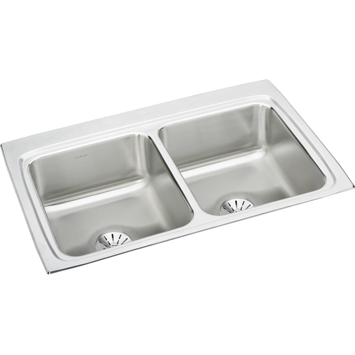 lustrous satin double bowl drop-in sink