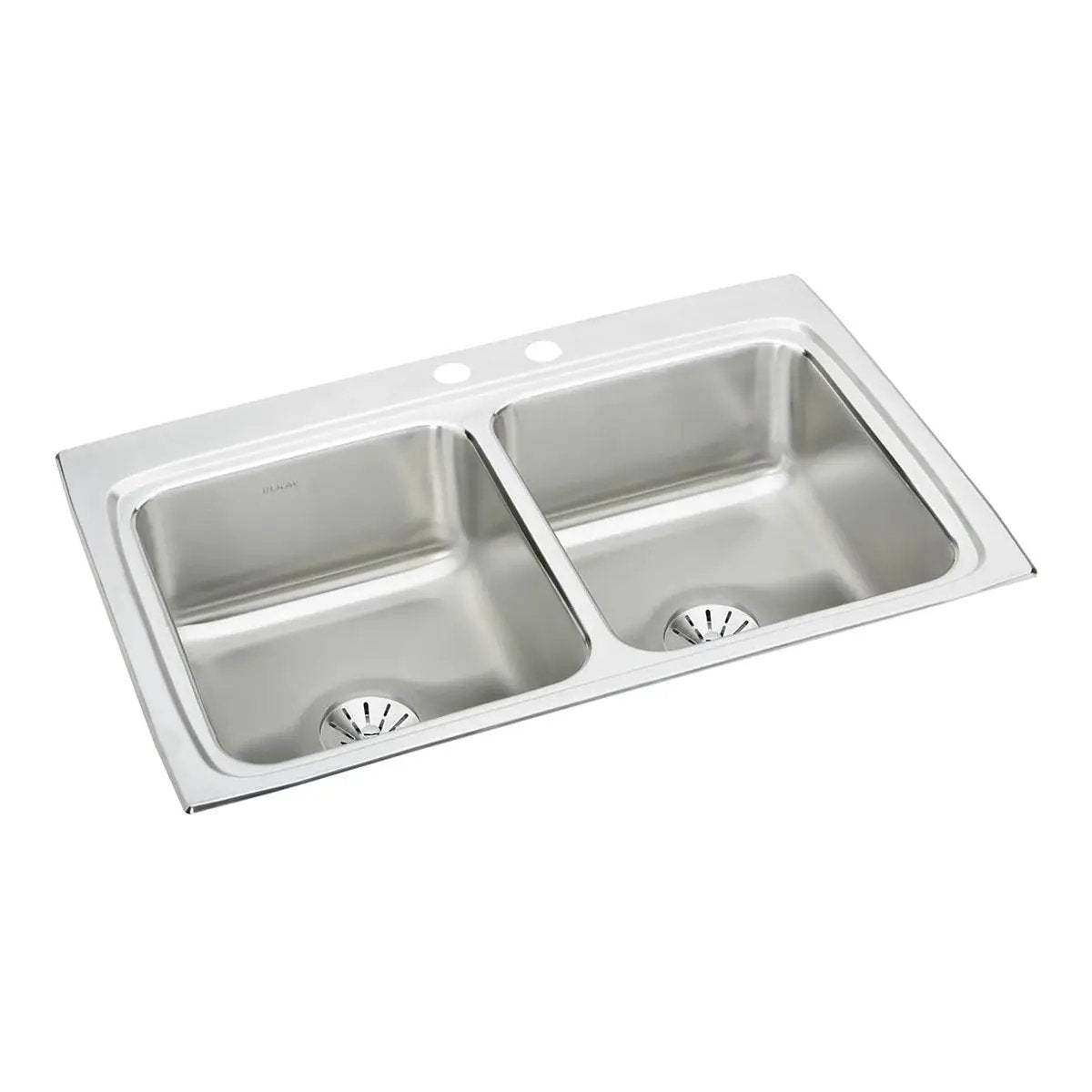 Elkay Lustertone Classic 33" x 22" x 8-1/8" MR2-Hole Equal Double Bowl Drop-in Sink with Perfect Drain by Elkay