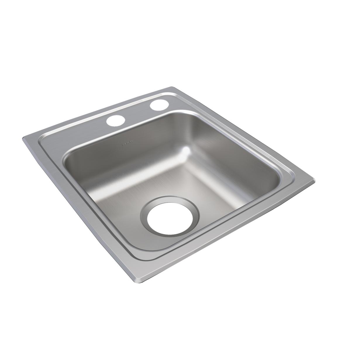 Elkay Lustertone Classic 15" x 17-1/2" x 5-1/2" MR2-Hole Single Bowl Drop-in ADA Sink