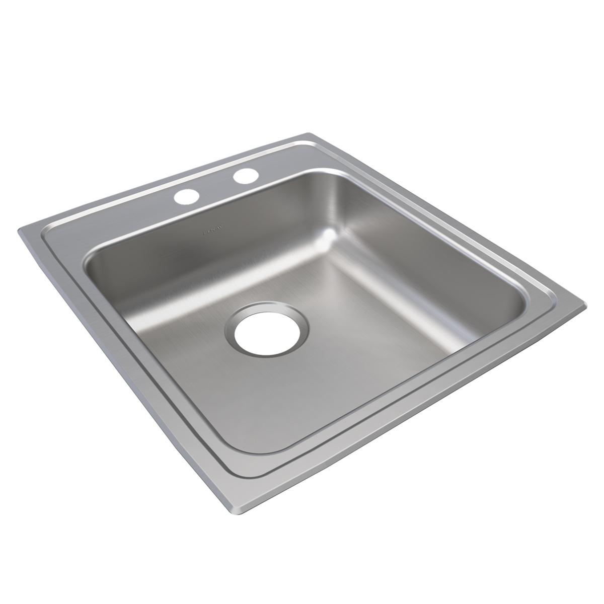 Elkay Lustertone Classic 19-1/2" x 22" x 6-1/2" MR2-Hole Single Bowl Drop-in ADA Sink by Elkay