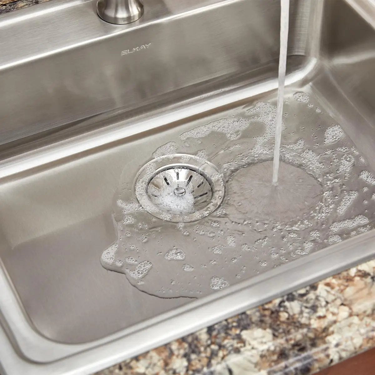 polished stainless steel drain