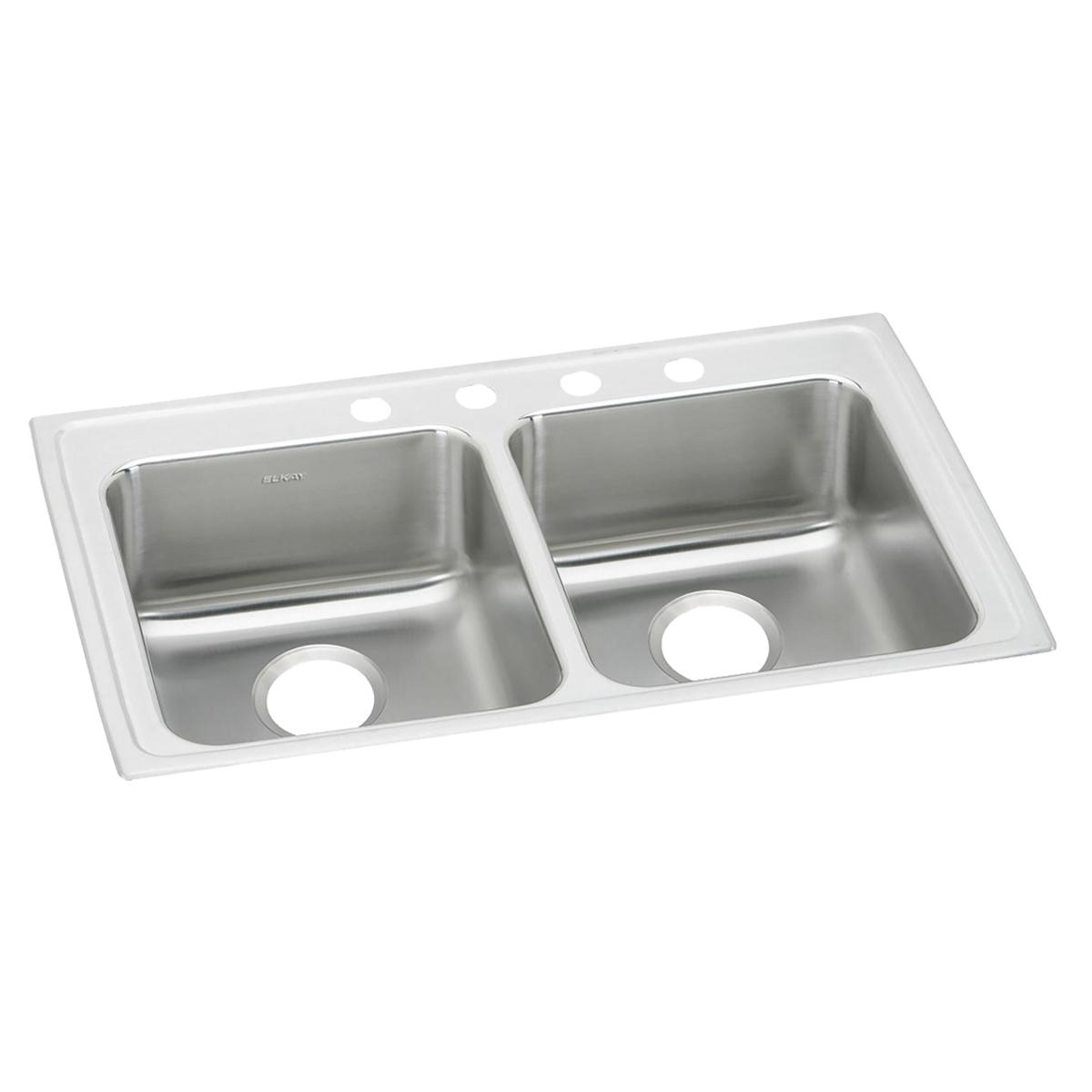 Elkay Lustertone Classic 33" x 19-1/2" x 6-1/2" Equal Double Bowl Drop-in ADA Sink