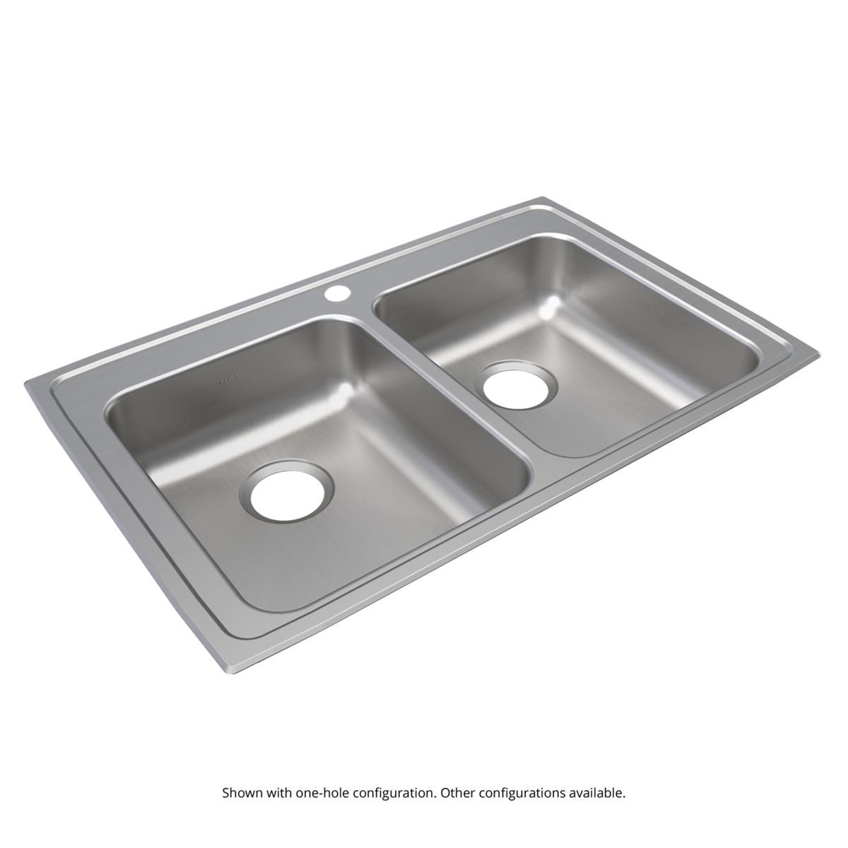 Elkay Lustertone Classic 33" x 21-1/4" x 5-1/2" MR2-Hole Equal Double Bowl Drop-in ADA Sink