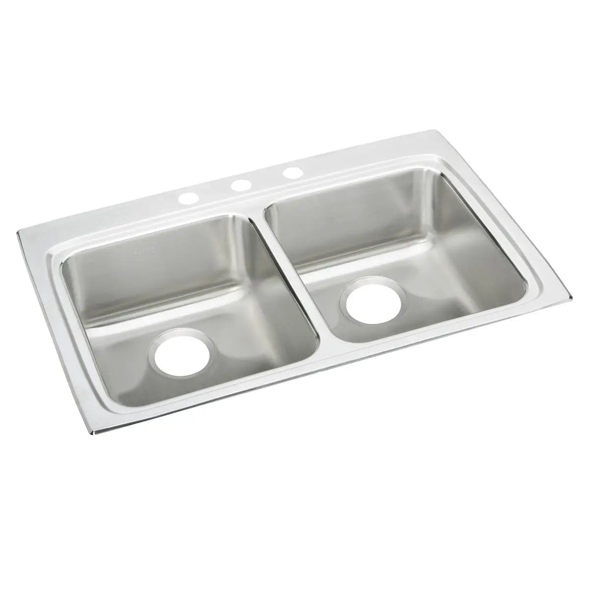 Elkay Lustertone Classic 33" x 22" x 4" MR2-Hole Equal Double Bowl Drop-in ADA Sink by Elkay