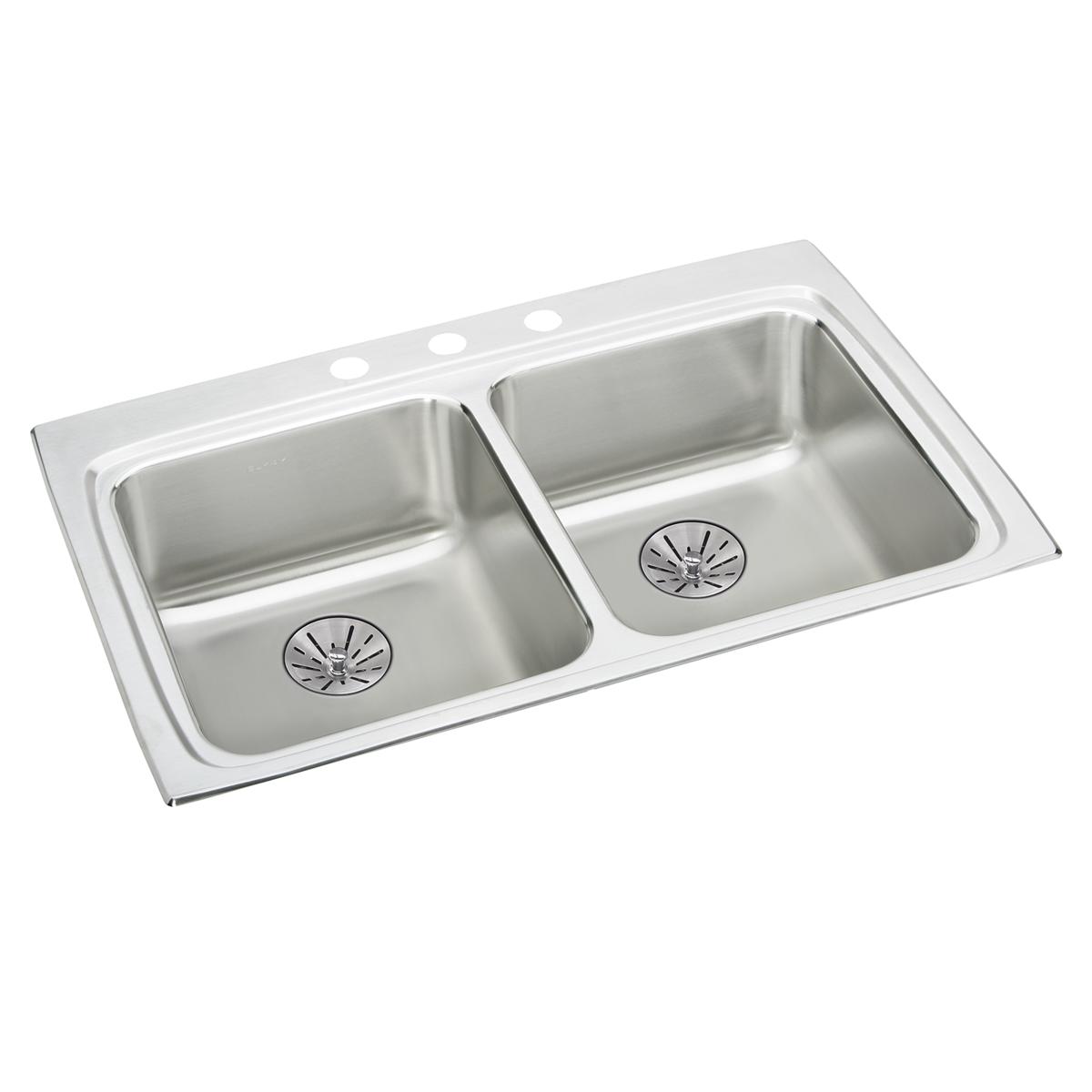 Elkay Lustertone Classic 33" x 22" x 6-1/2" Equal Double Bowl Drop-in ADA Sink w/ Perfect Drain