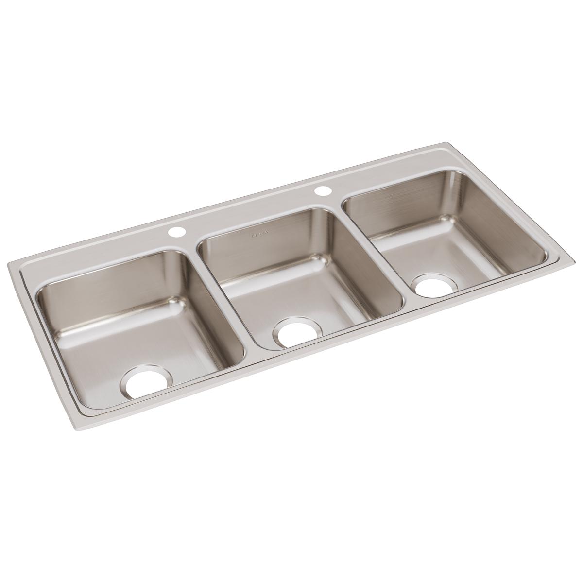 Elkay Lustertone Classic 46" x 22" x 7-5/8" Triple Bowl Drop-in Sink
