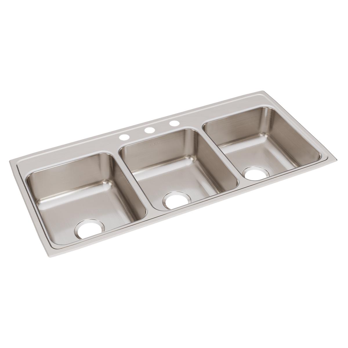 Elkay Lustertone Classic 46" x 22" x 7-5/8" Triple Bowl Drop-in Sink