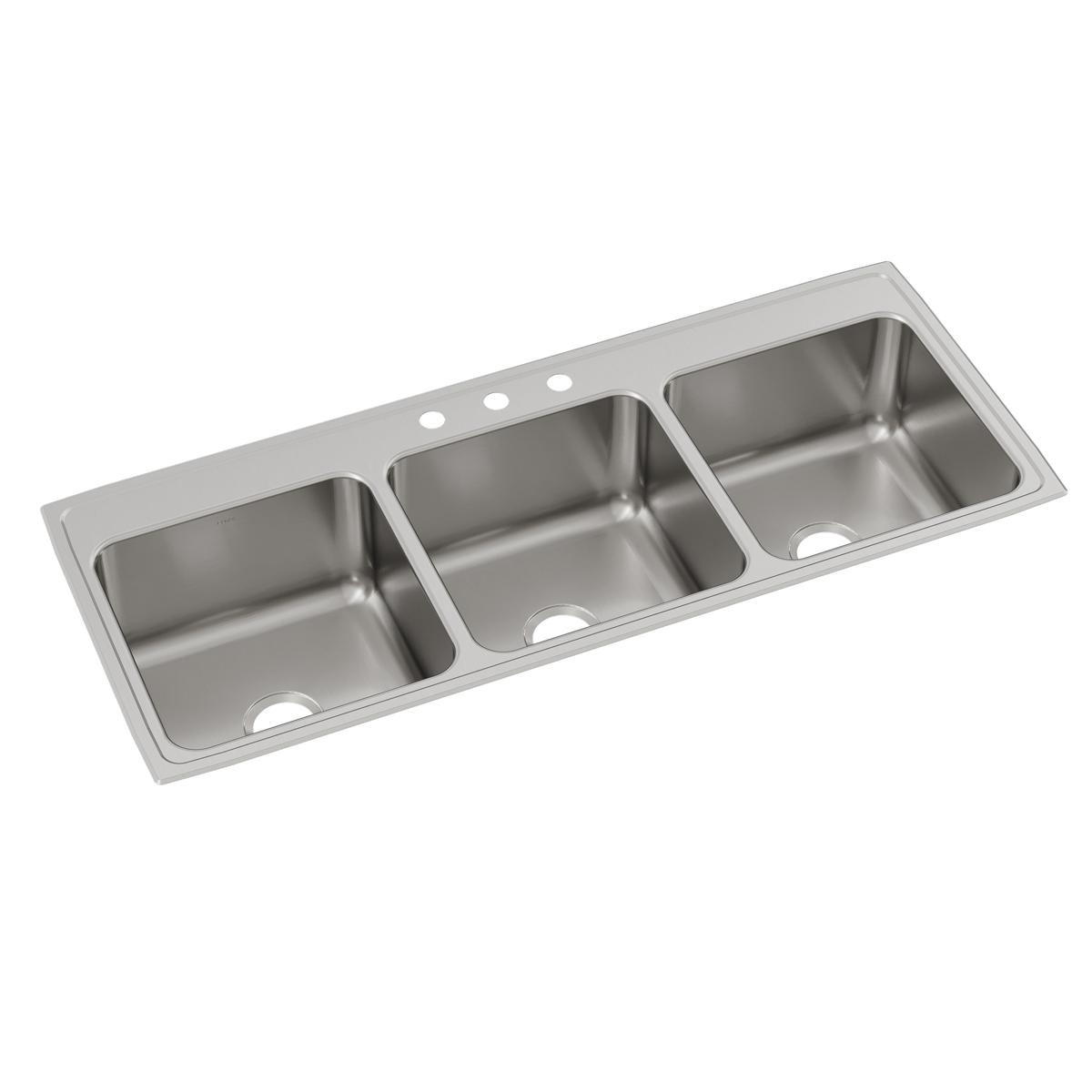 Elkay Lustertone Classic 54" x 22" x 10-1/8" Triple Bowl Drop-in Sink
