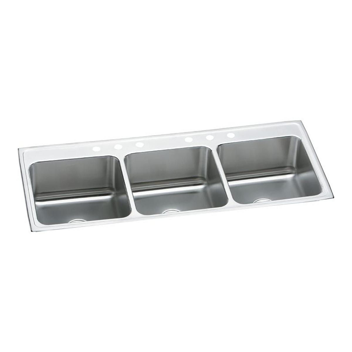 Elkay Lustertone Classic 63" x 22" x 10-1/8" Triple Bowl Drop-in Sink