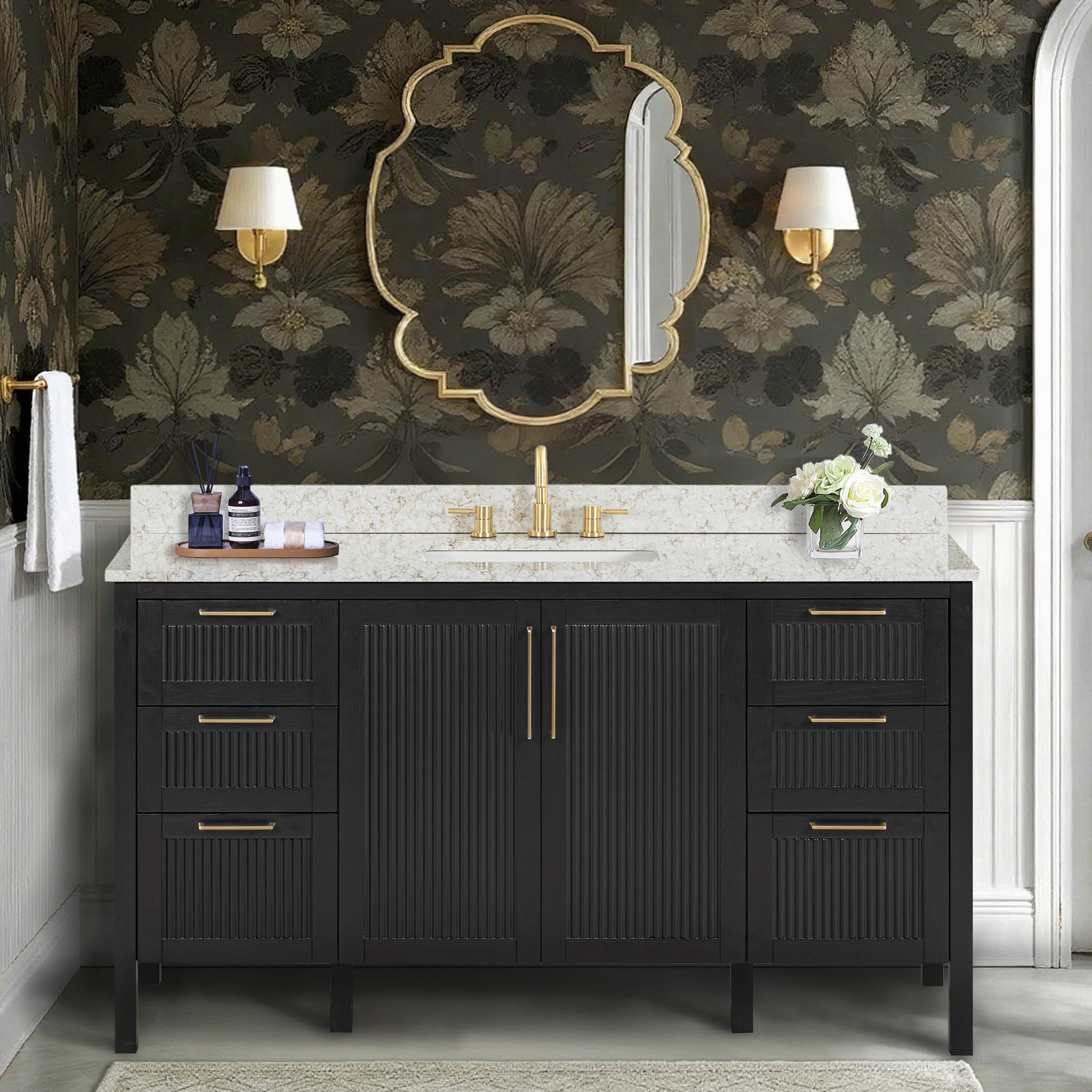 black oak vanity set