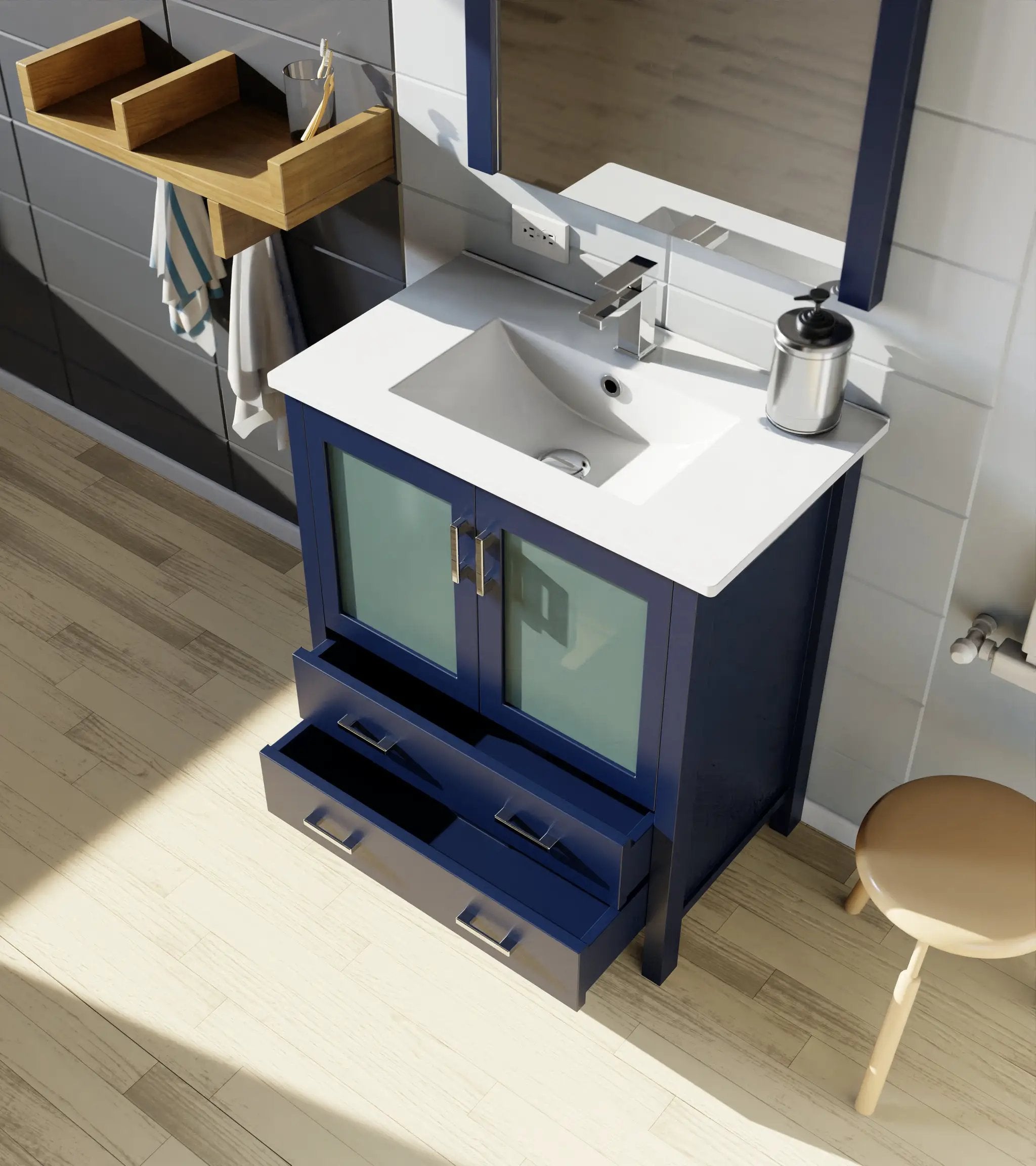 navy blue vanity