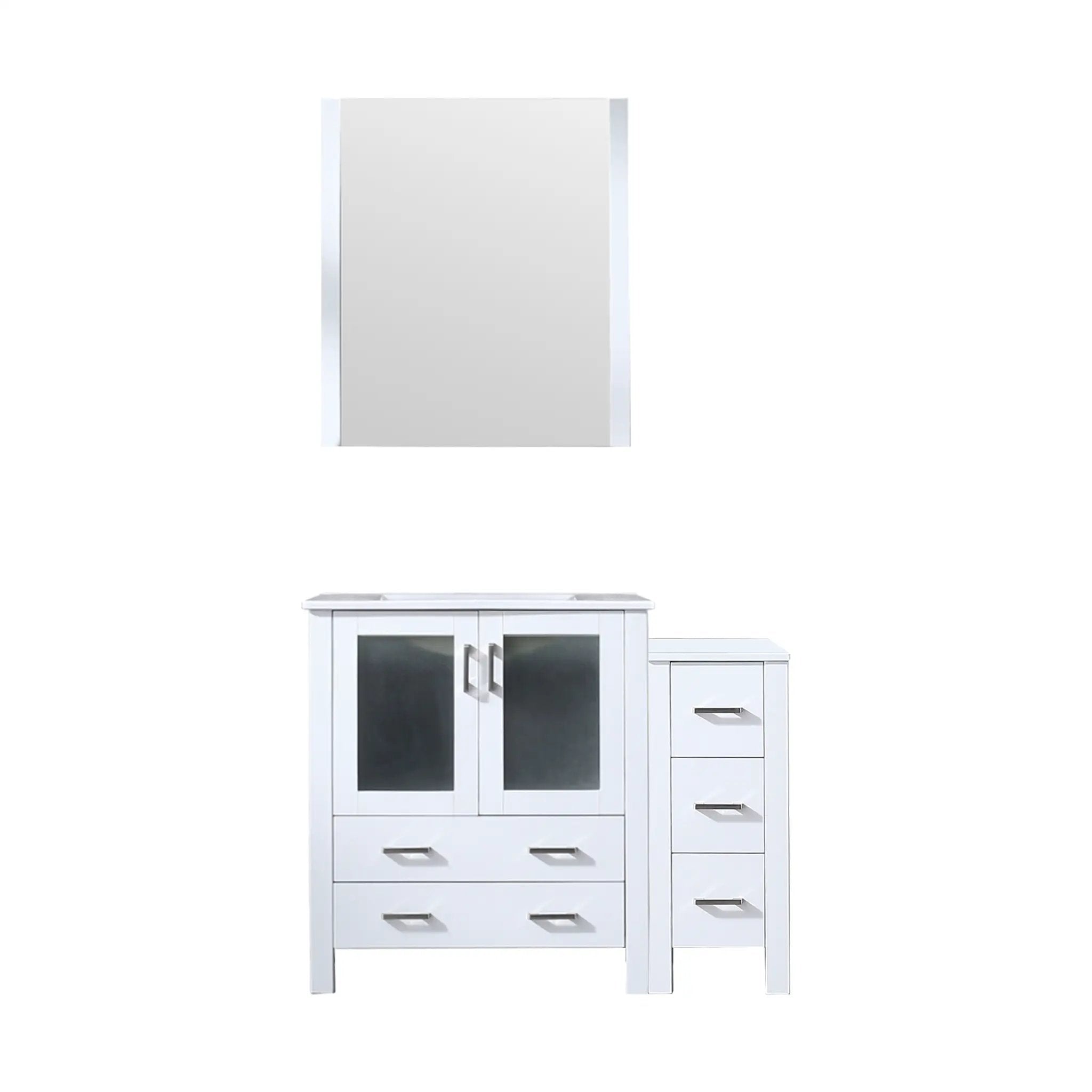 Lexora Volez 42 in W x 18.25 in D Bath Vanity with Side Cabinet with White Ceramic Top by Lexora