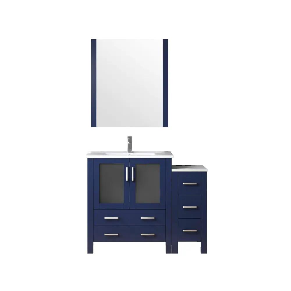 Lexora Volez 42 in W x 18.25 in D Bath Vanity with Side Cabinet with White Ceramic Top by Lexora