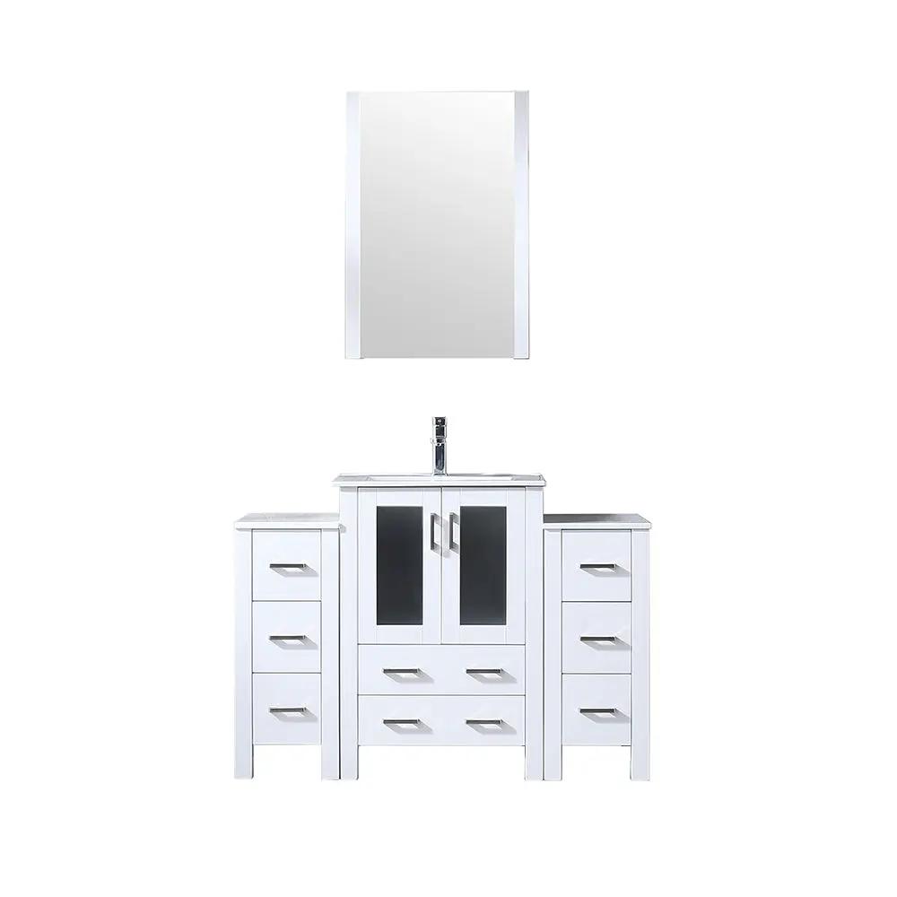 Lexora Volez 48 in W x 18.25 in D Bath Vanity with Side Cabinets with White Ceramic Top by Lexora