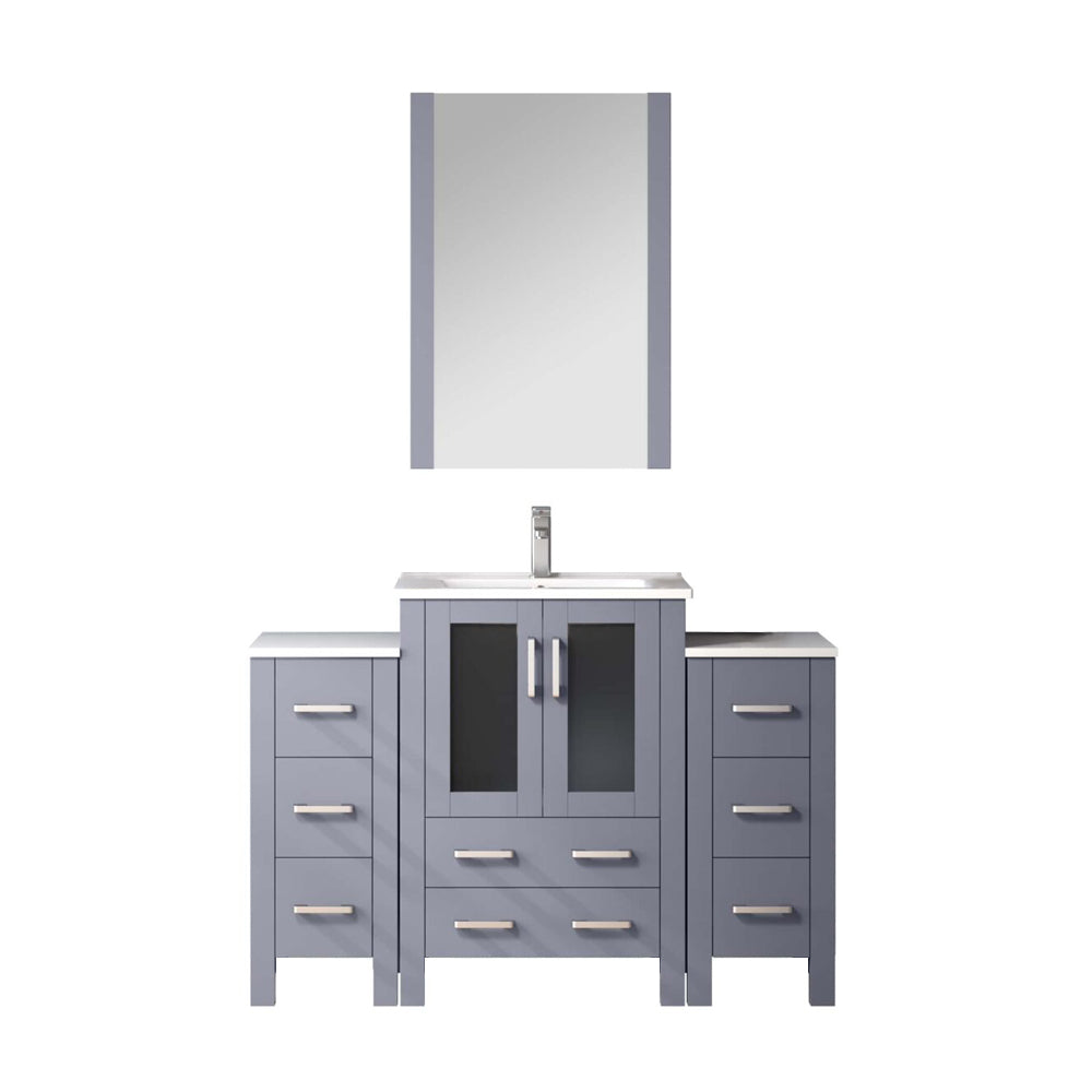 Lexora Volez 48 in W x 18.25 in D Bath Vanity with Side Cabinets with White Ceramic Top