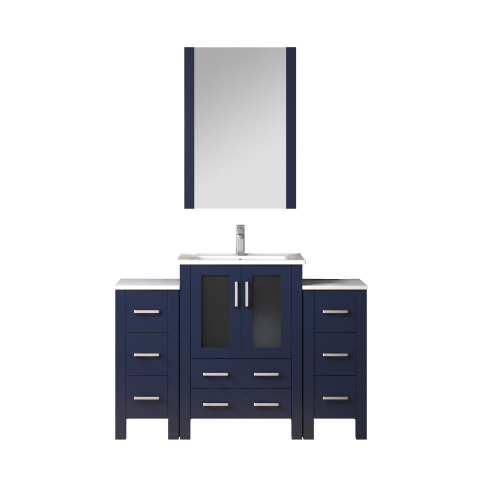 Lexora Volez 48 in W x 18.25 in D Bath Vanity with Side Cabinets with White Ceramic Top