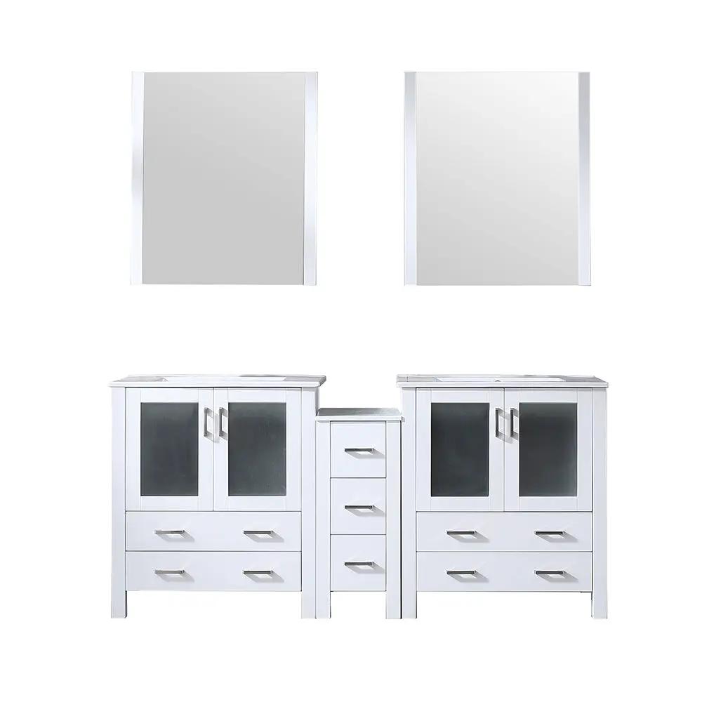 Lexora Volez 72 in W x 18.25 in D Double Bath Vanity with Side Cabinets with White Ceramic Top by Lexora
