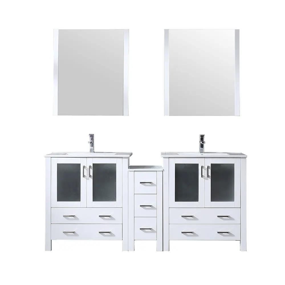Lexora Volez 72 in W x 18.25 in D Double Bath Vanity with Side Cabinets with White Ceramic Top by Lexora