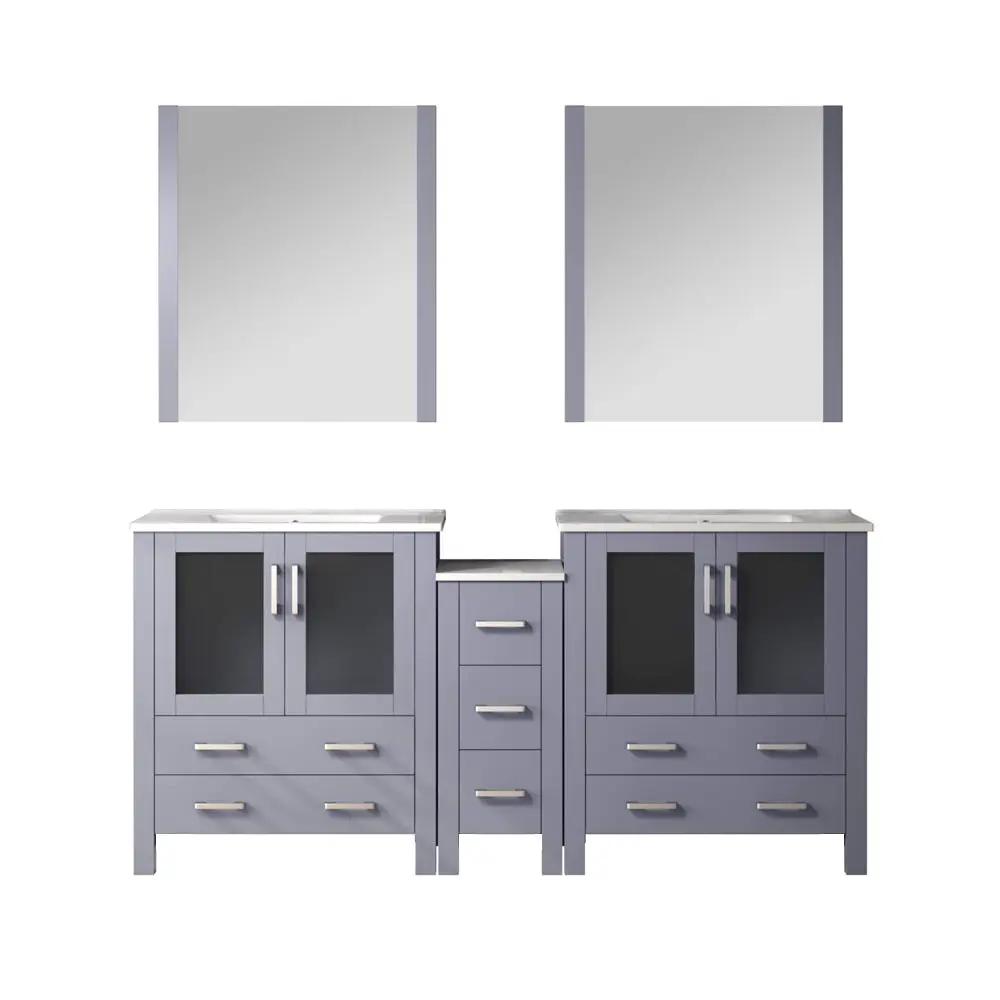 Lexora Volez 72 in W x 18.25 in D Double Bath Vanity with Side Cabinets with White Ceramic Top by Lexora
