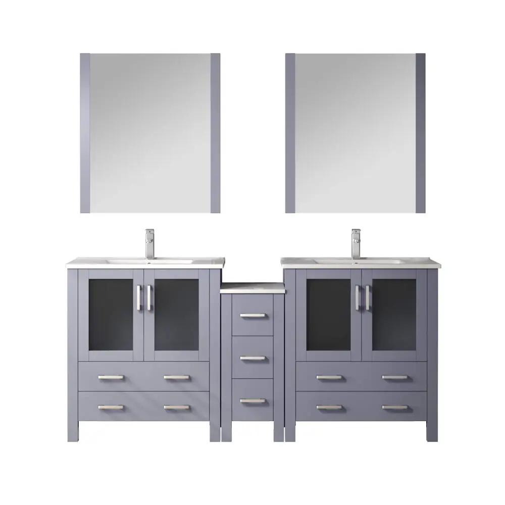 Lexora Volez 72 in W x 18.25 in D Double Bath Vanity with Side Cabinets with White Ceramic Top by Lexora