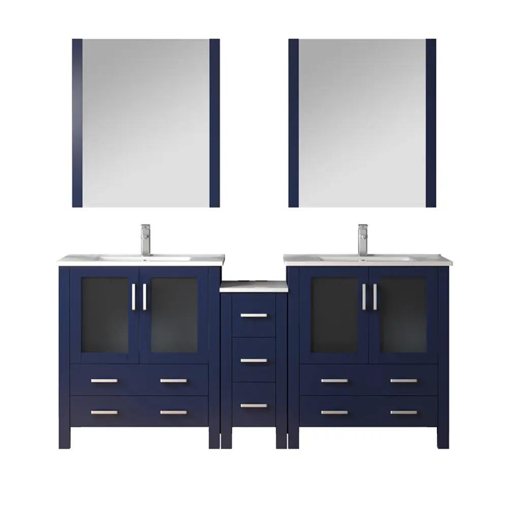 Lexora Volez 72 in W x 18.25 in D Double Bath Vanity with Side Cabinets with White Ceramic Top by Lexora