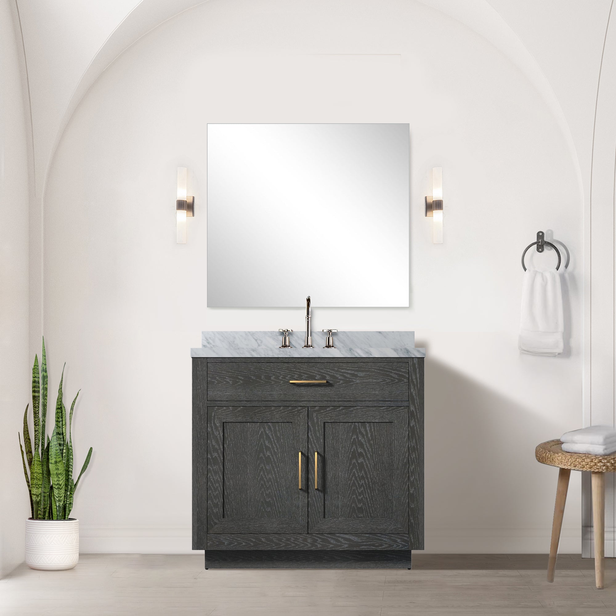 black oak vanity