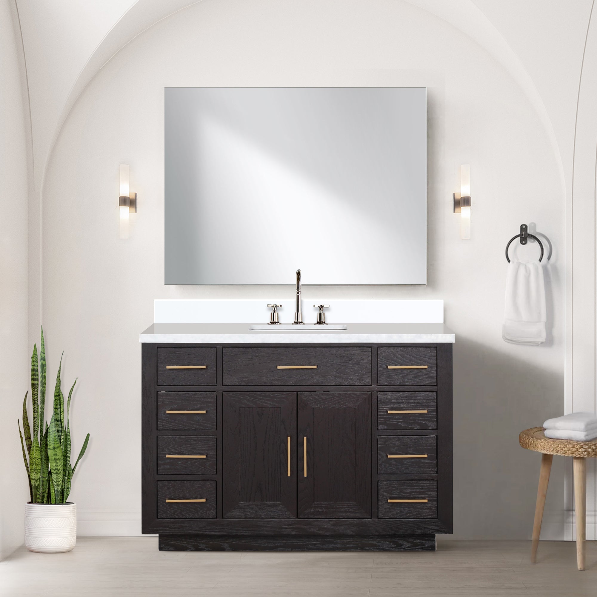 black oak vanity