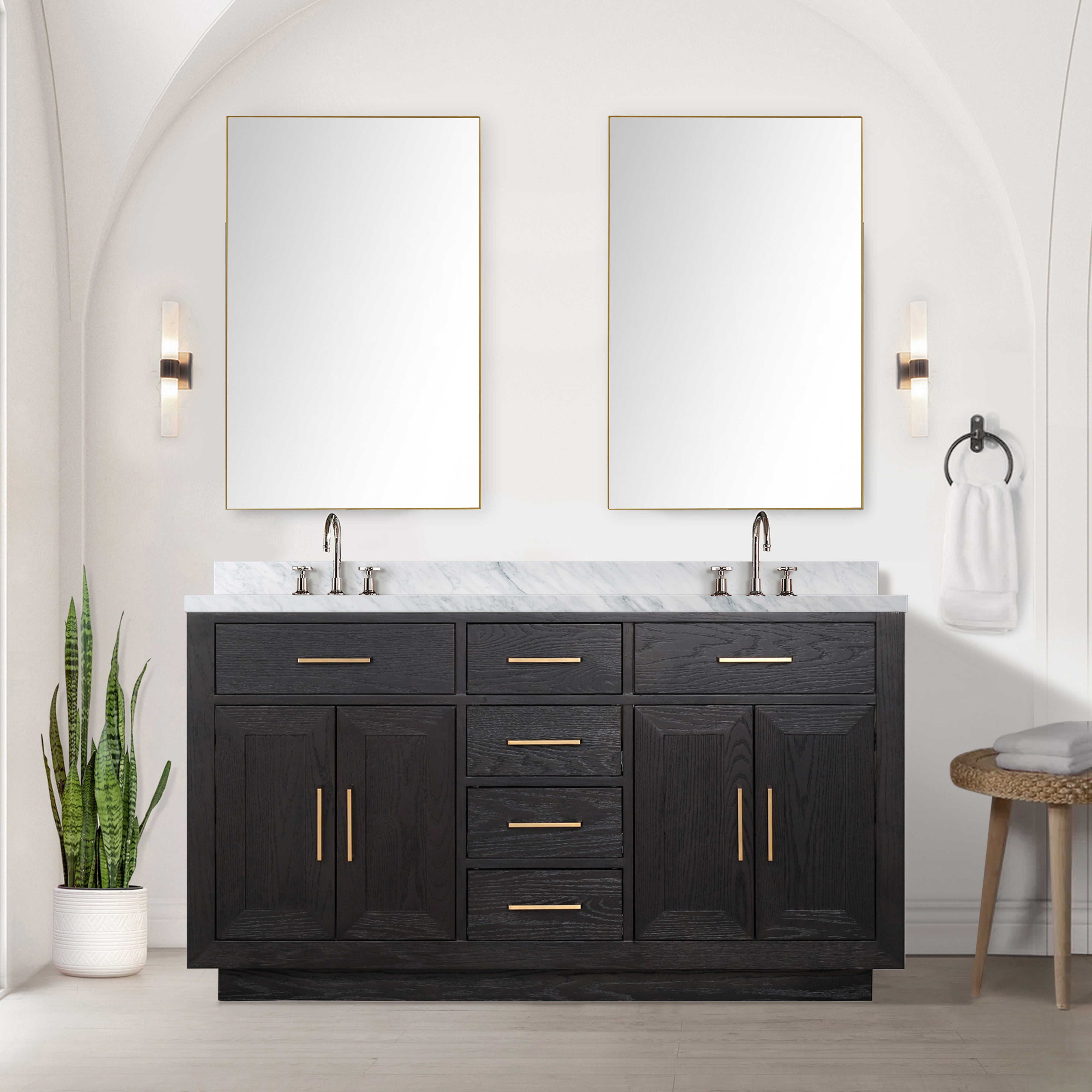 black oak vanity