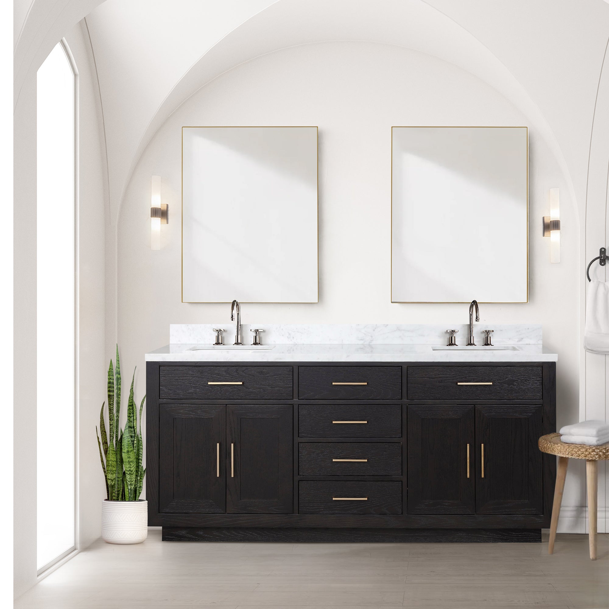 black oak vanity