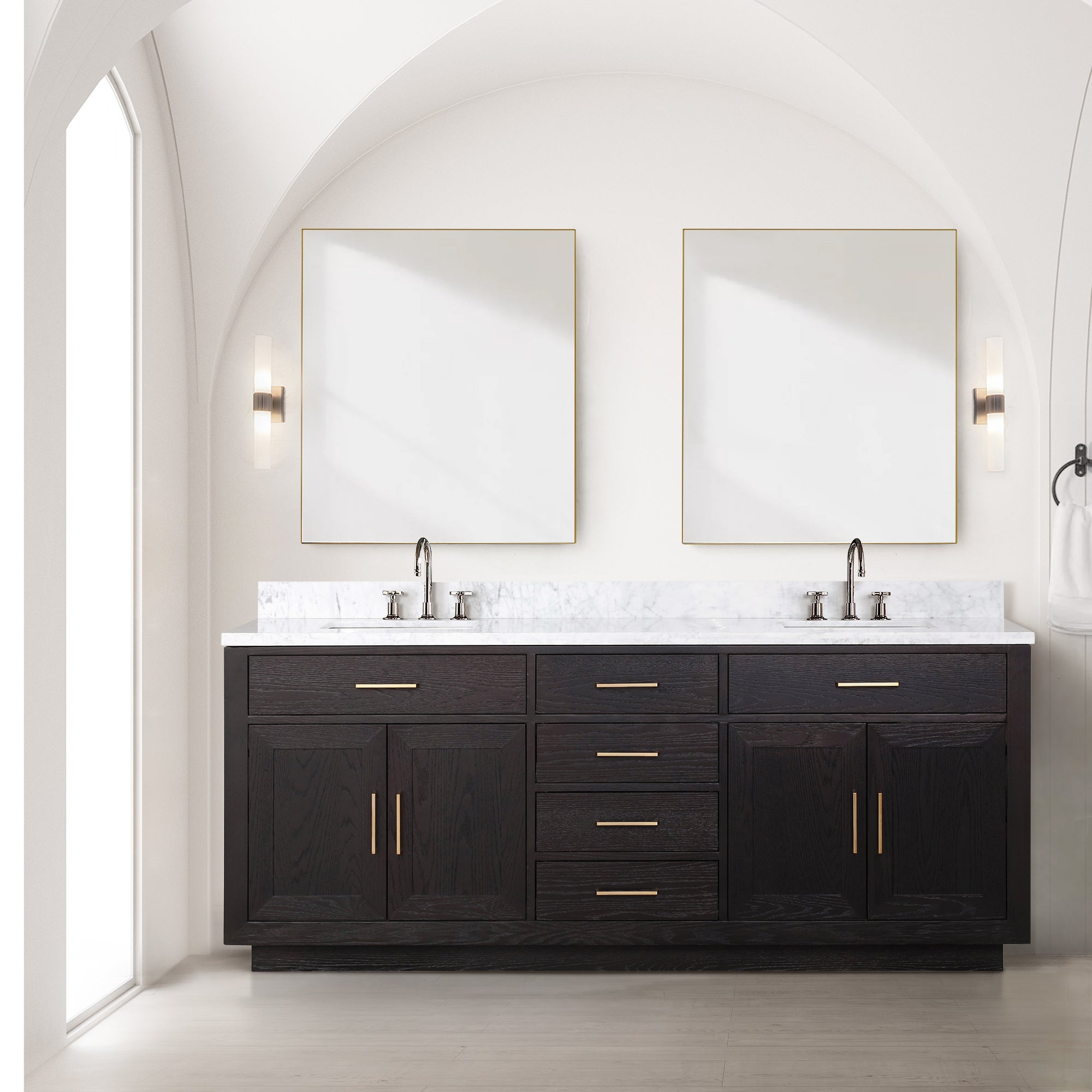 black oak vanity