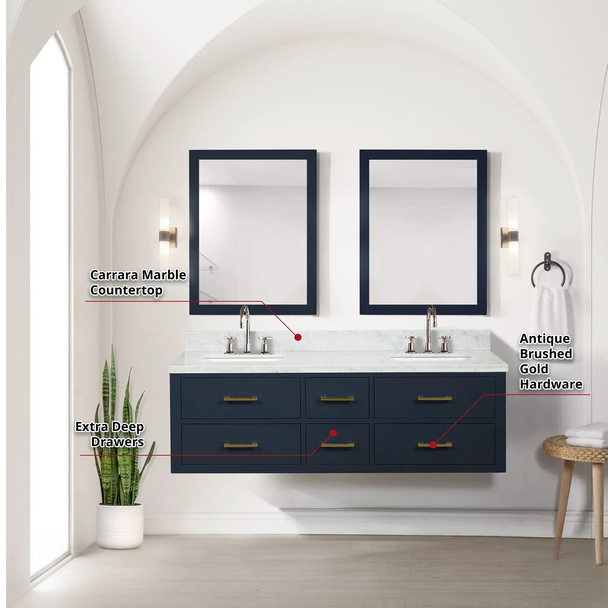 Lexora Castor 60 in W x 22 in D Double Bath Vanity by Lexora