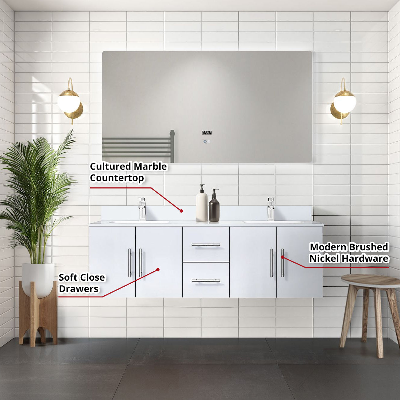 glossy white vanity