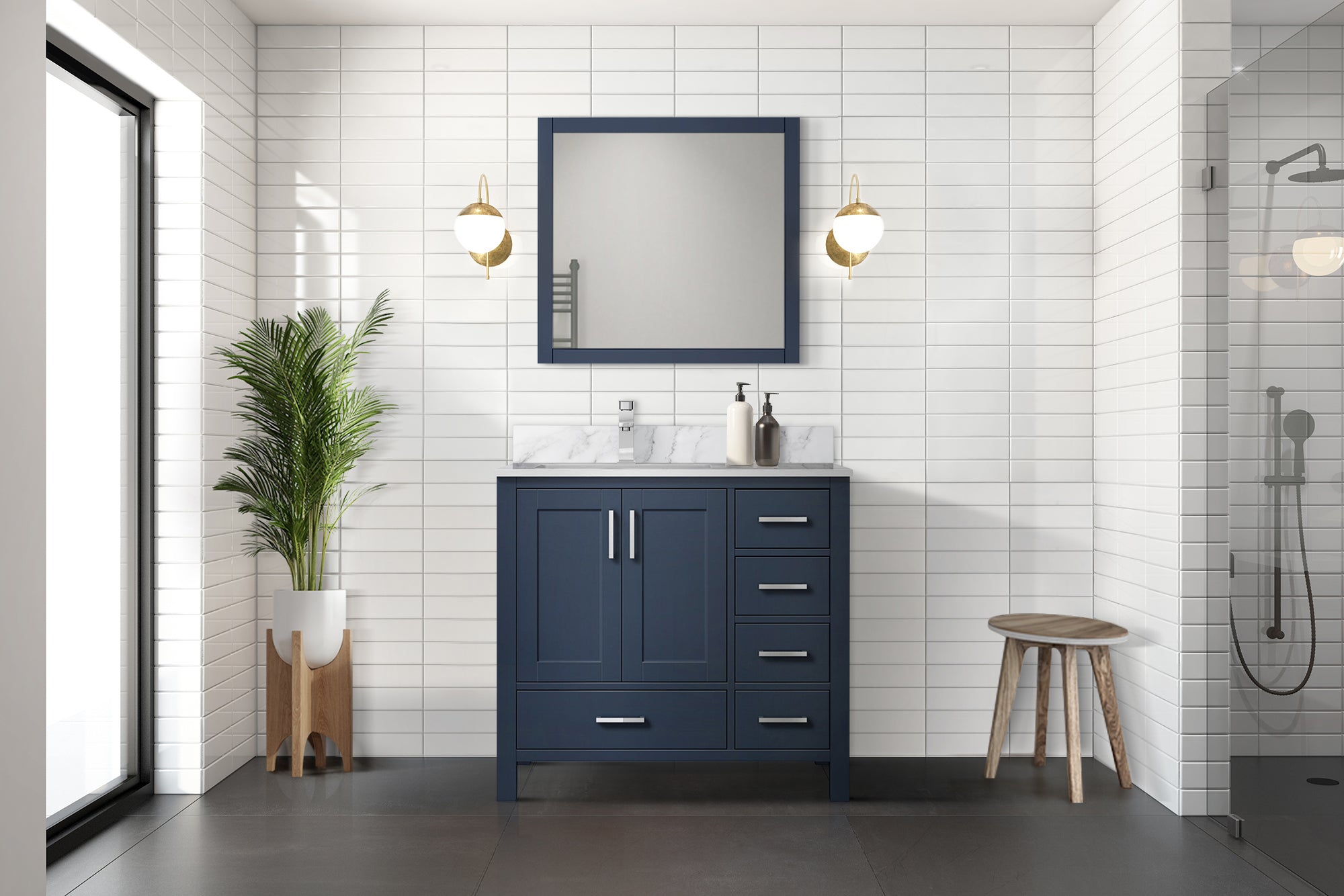 navy blue vanity