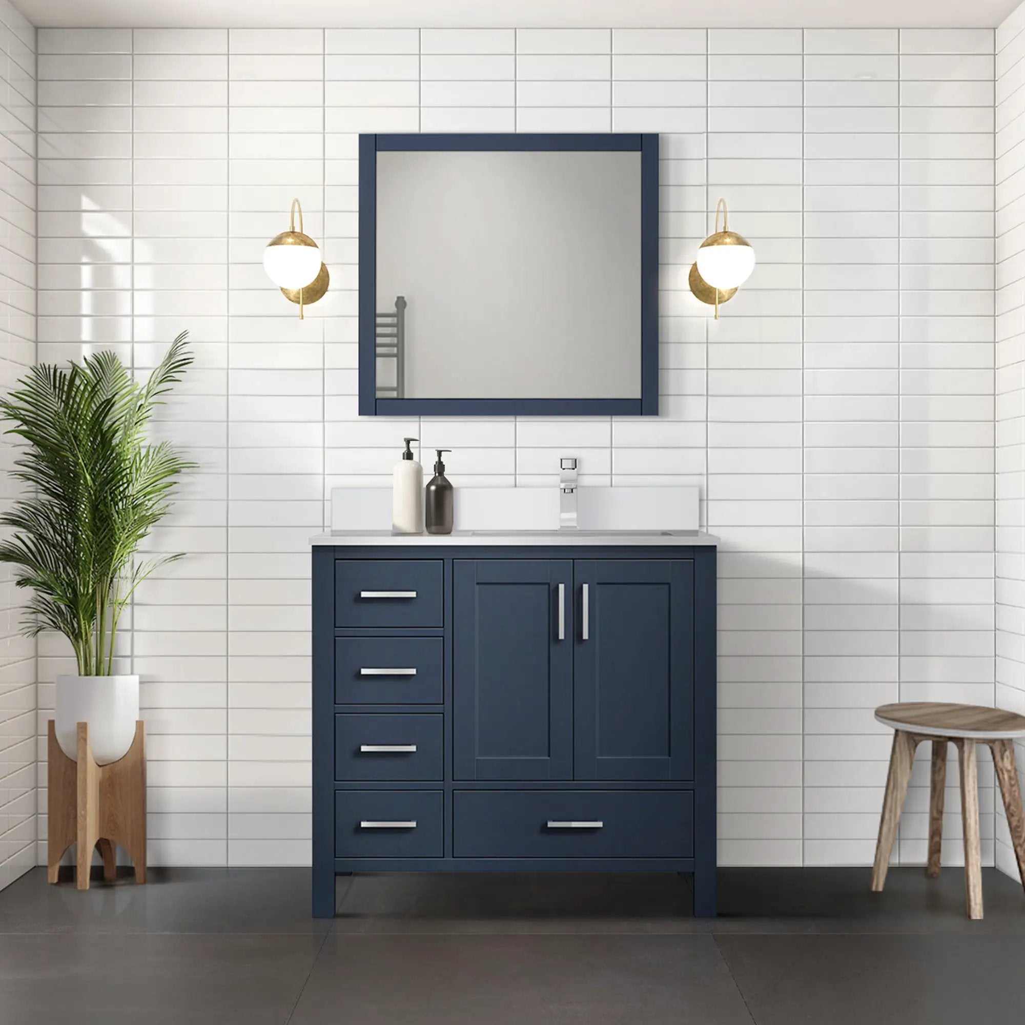 navy blue vanity