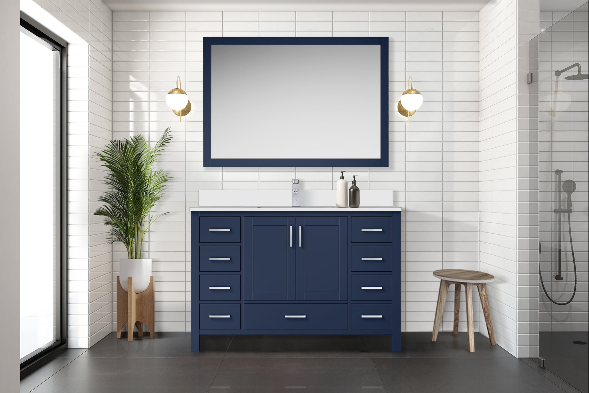 navy blue vanity