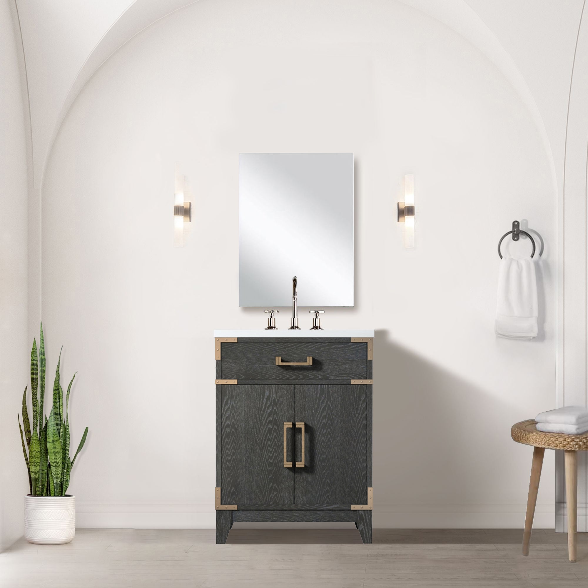 black oak vanity