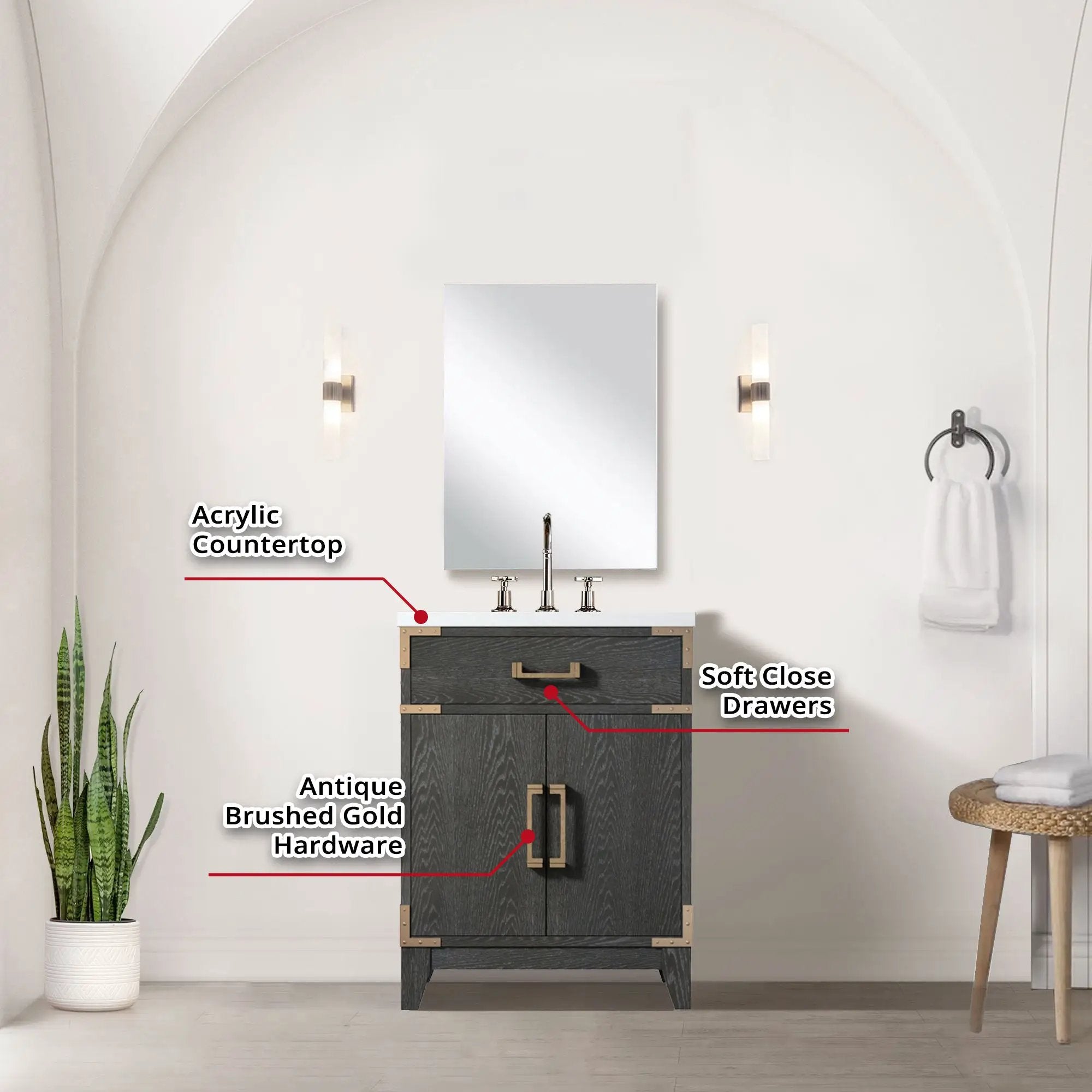 black oak vanity