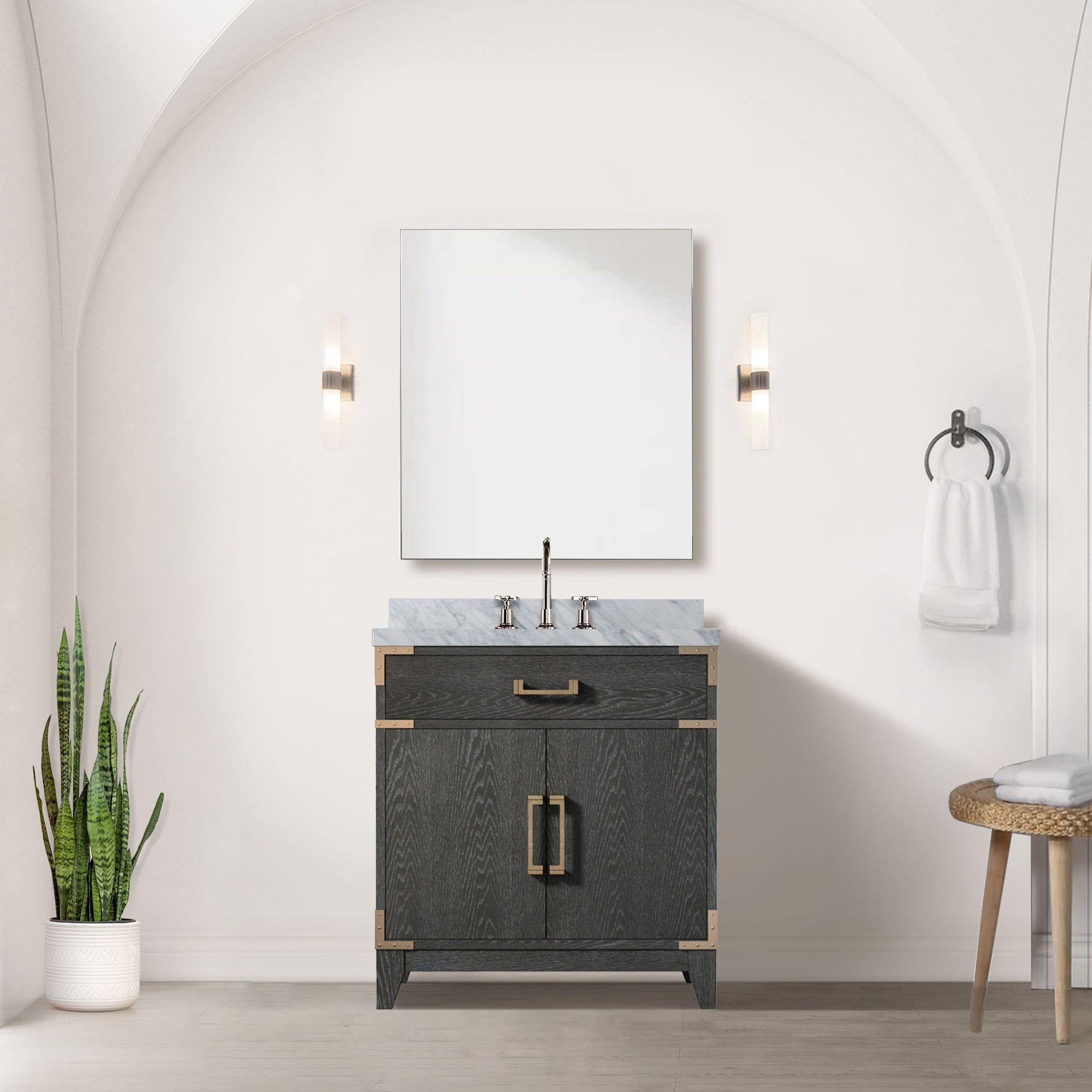 black oak vanity
