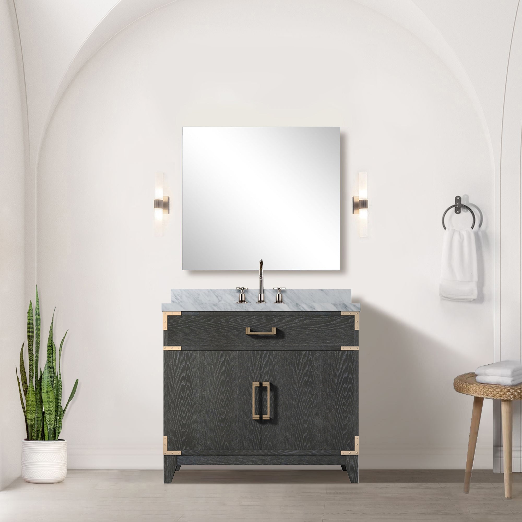 black oak vanity