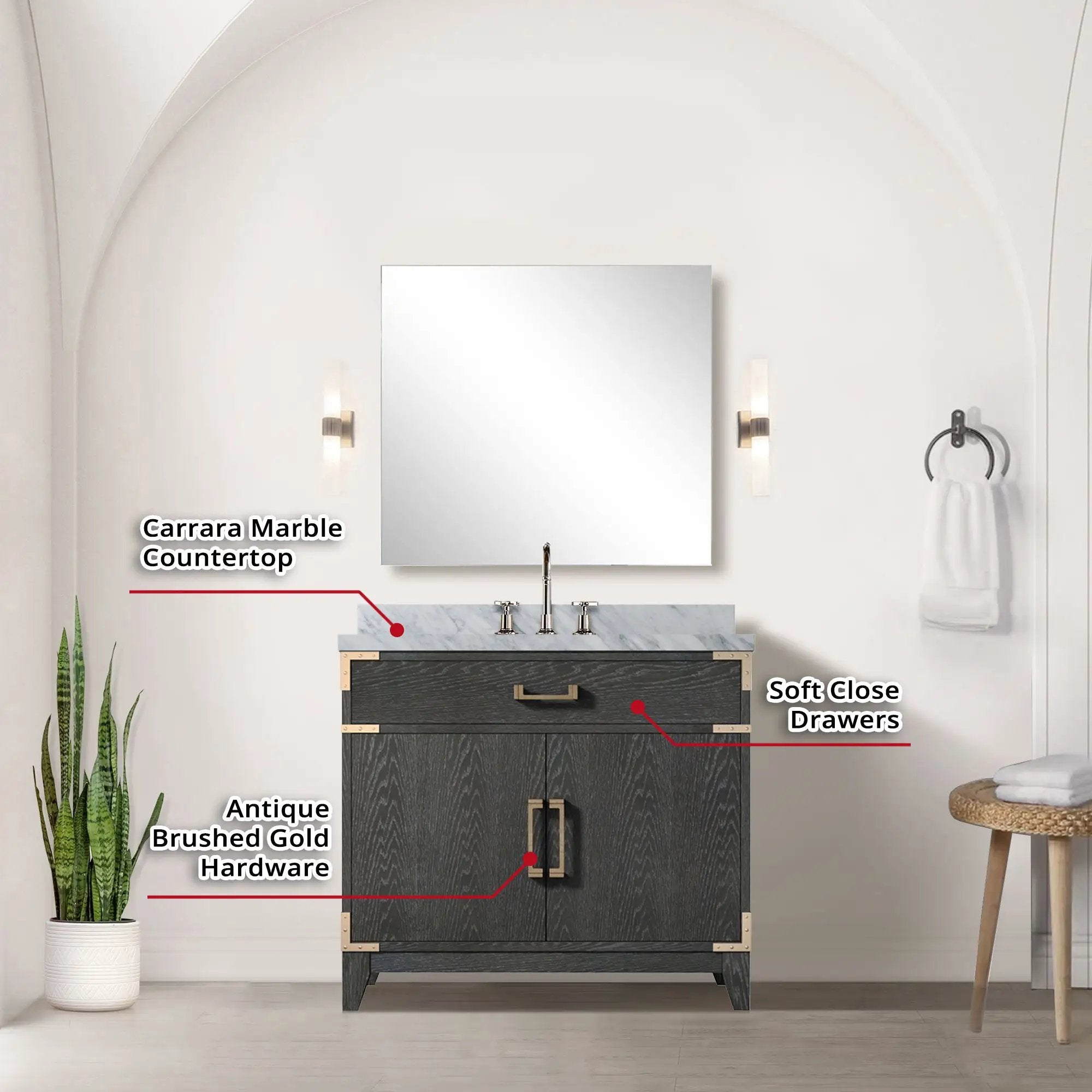 black oak vanity