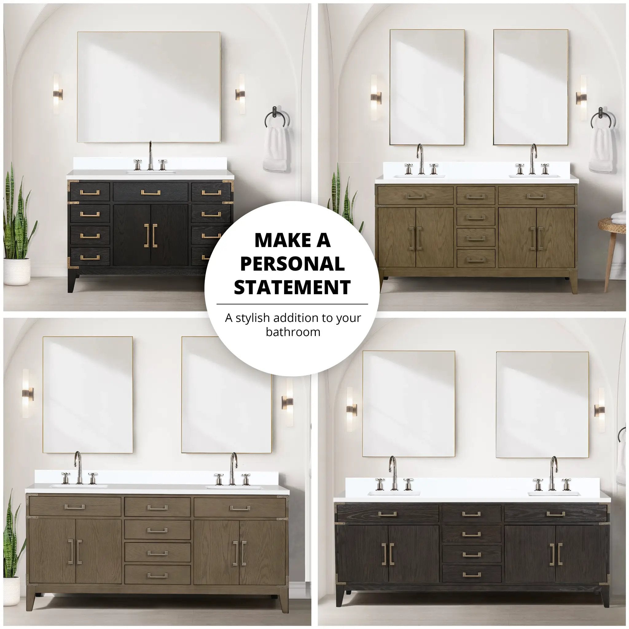 brown oak vanity