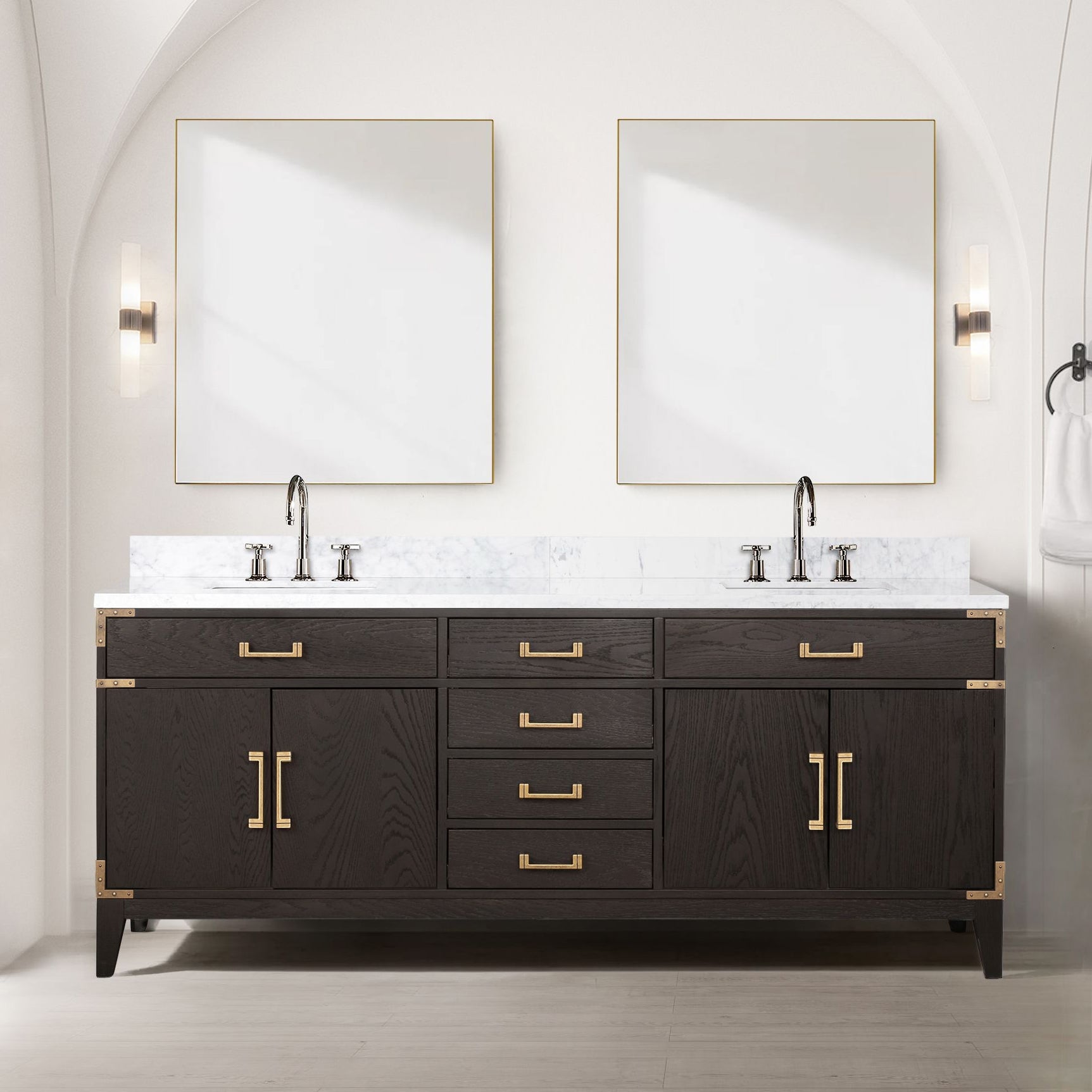 brown oak vanity