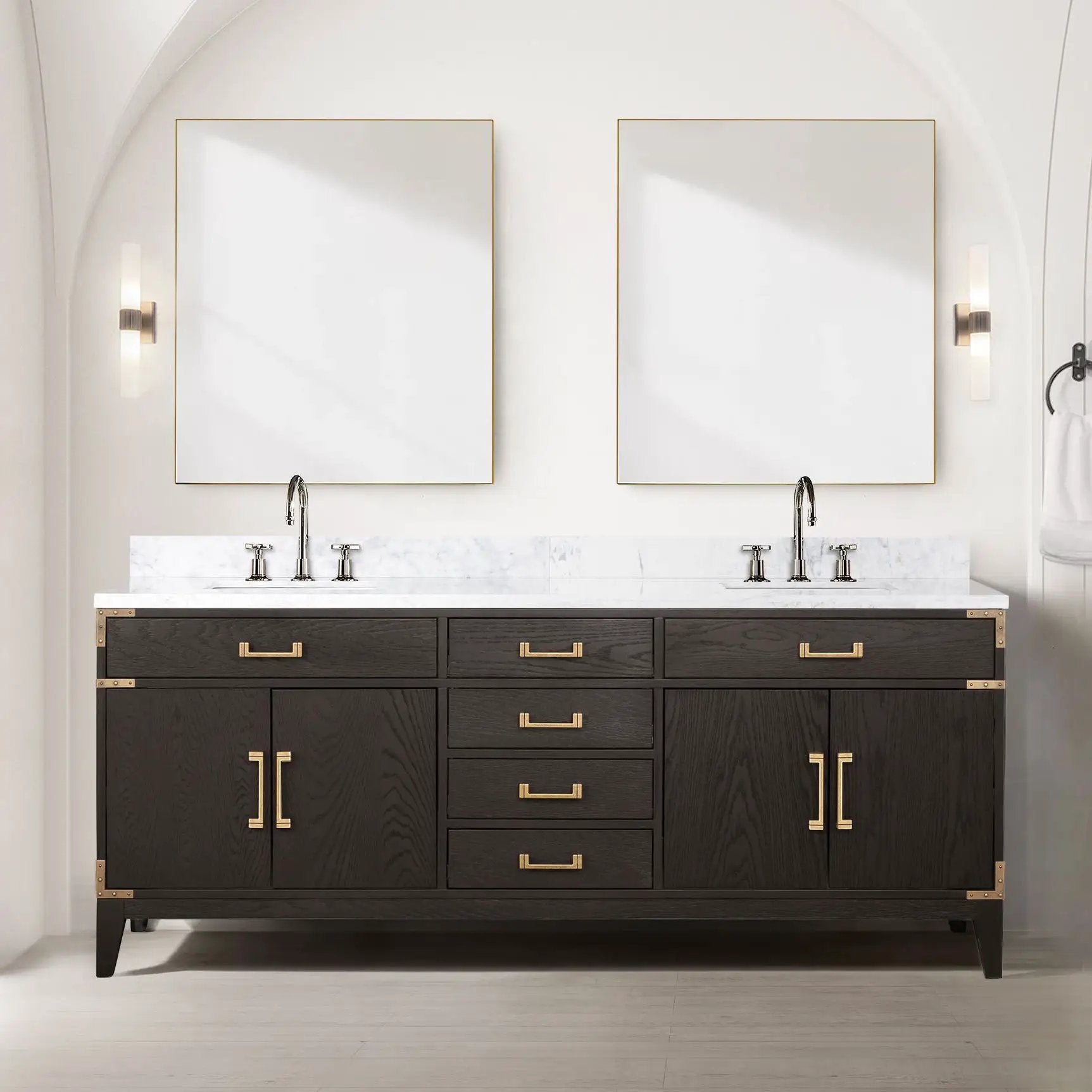 brown oak vanity