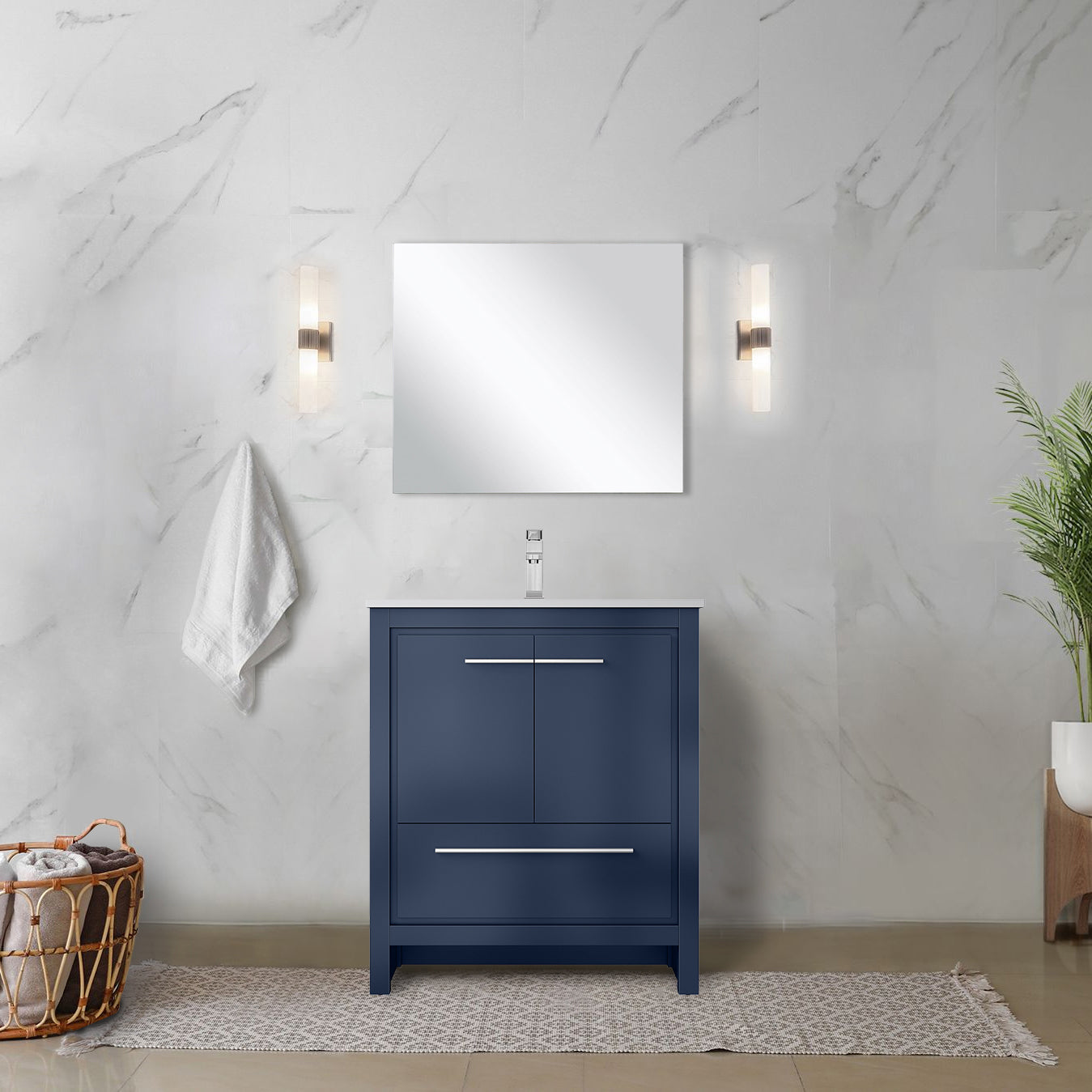 navy blue vanity