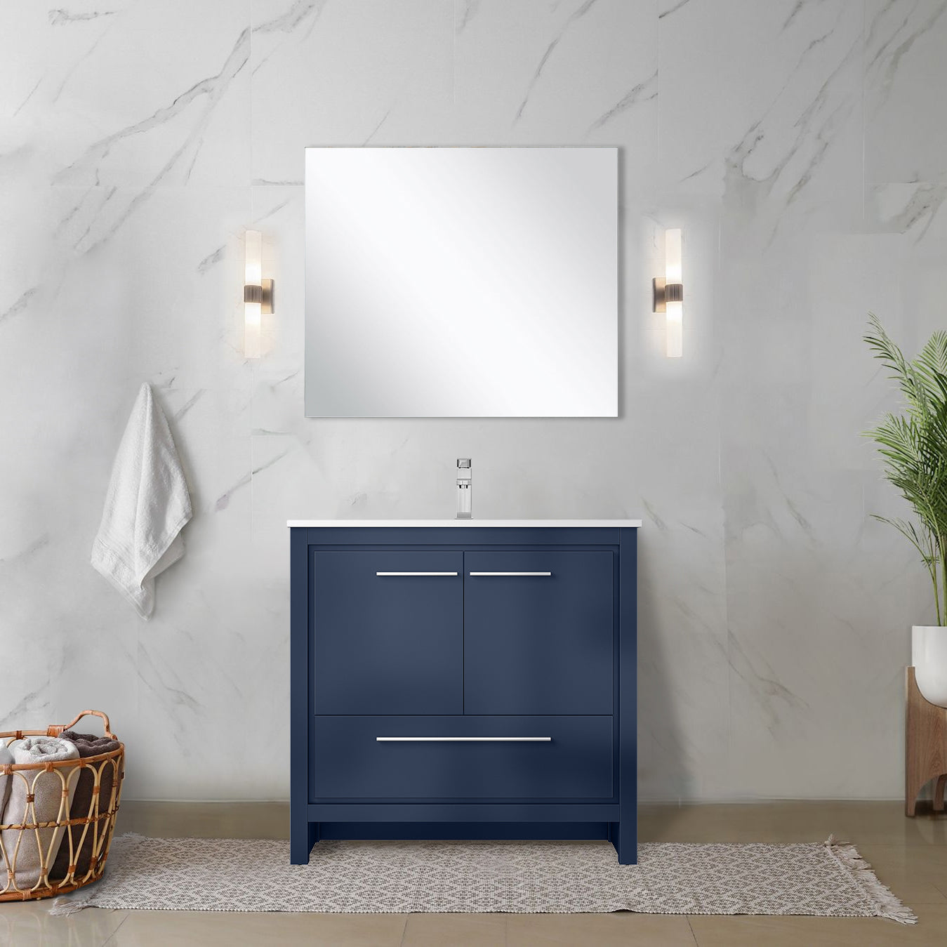 navy blue vanity