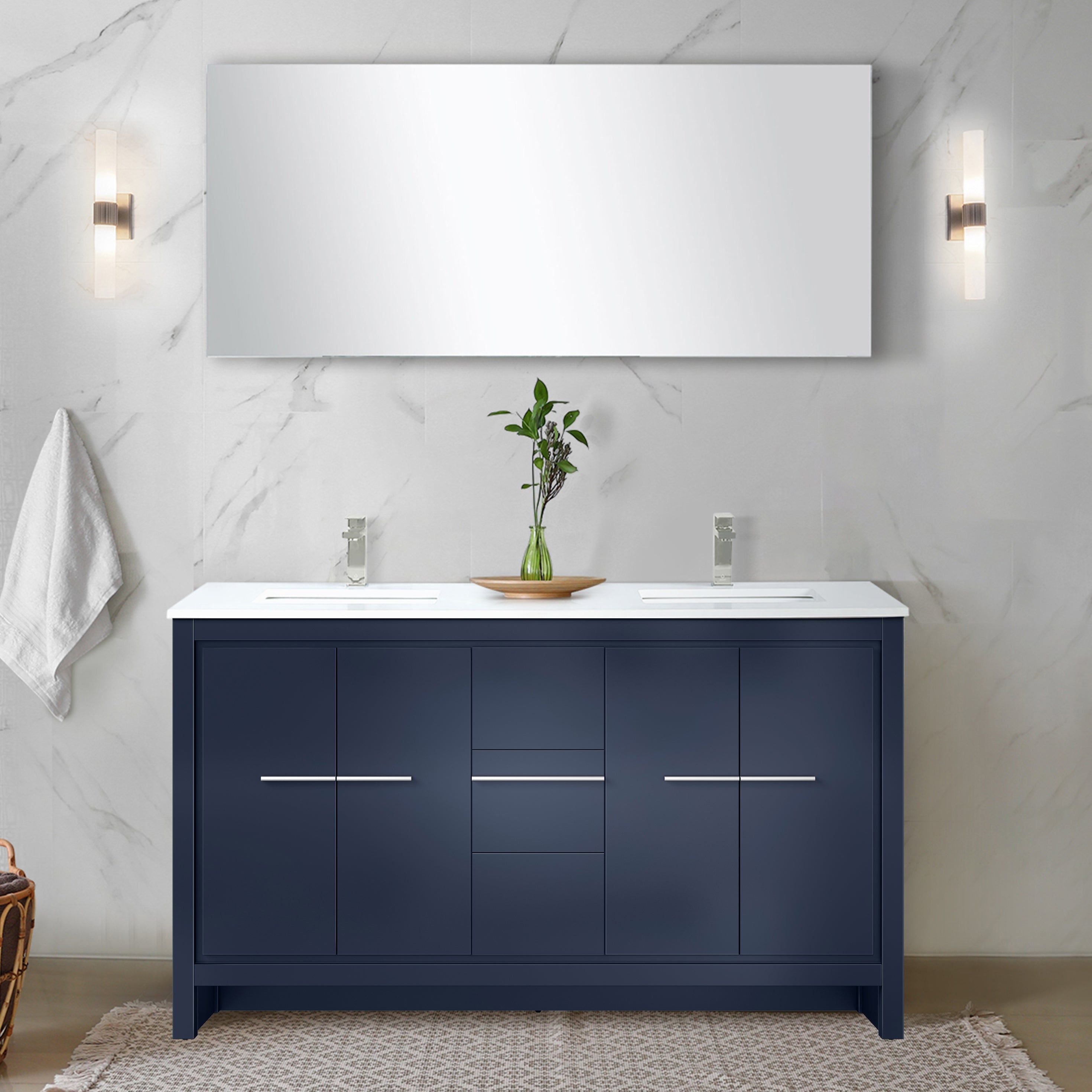 navy blue vanity