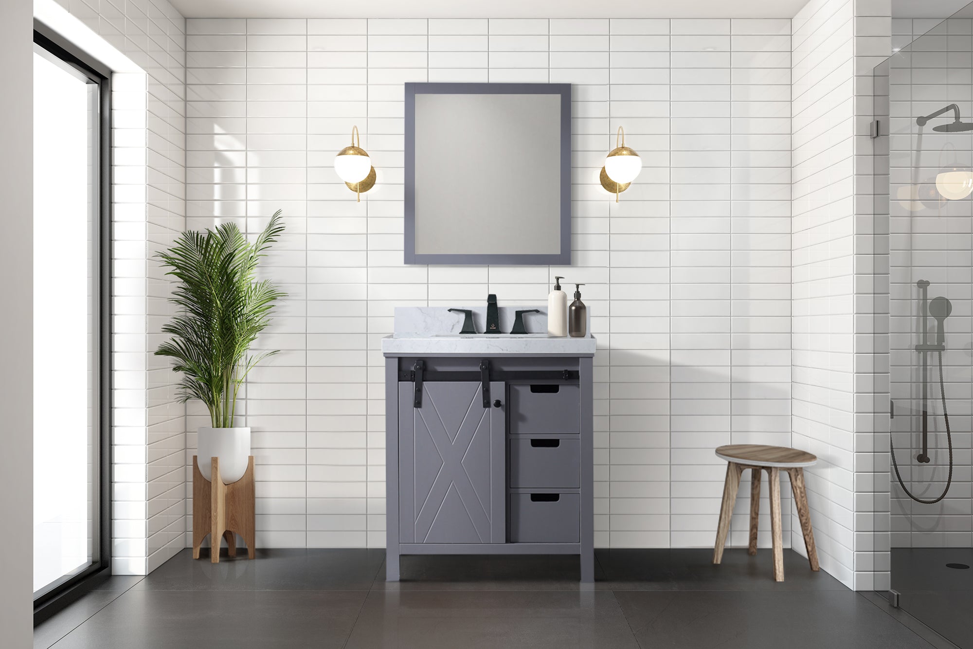dark grey vanity