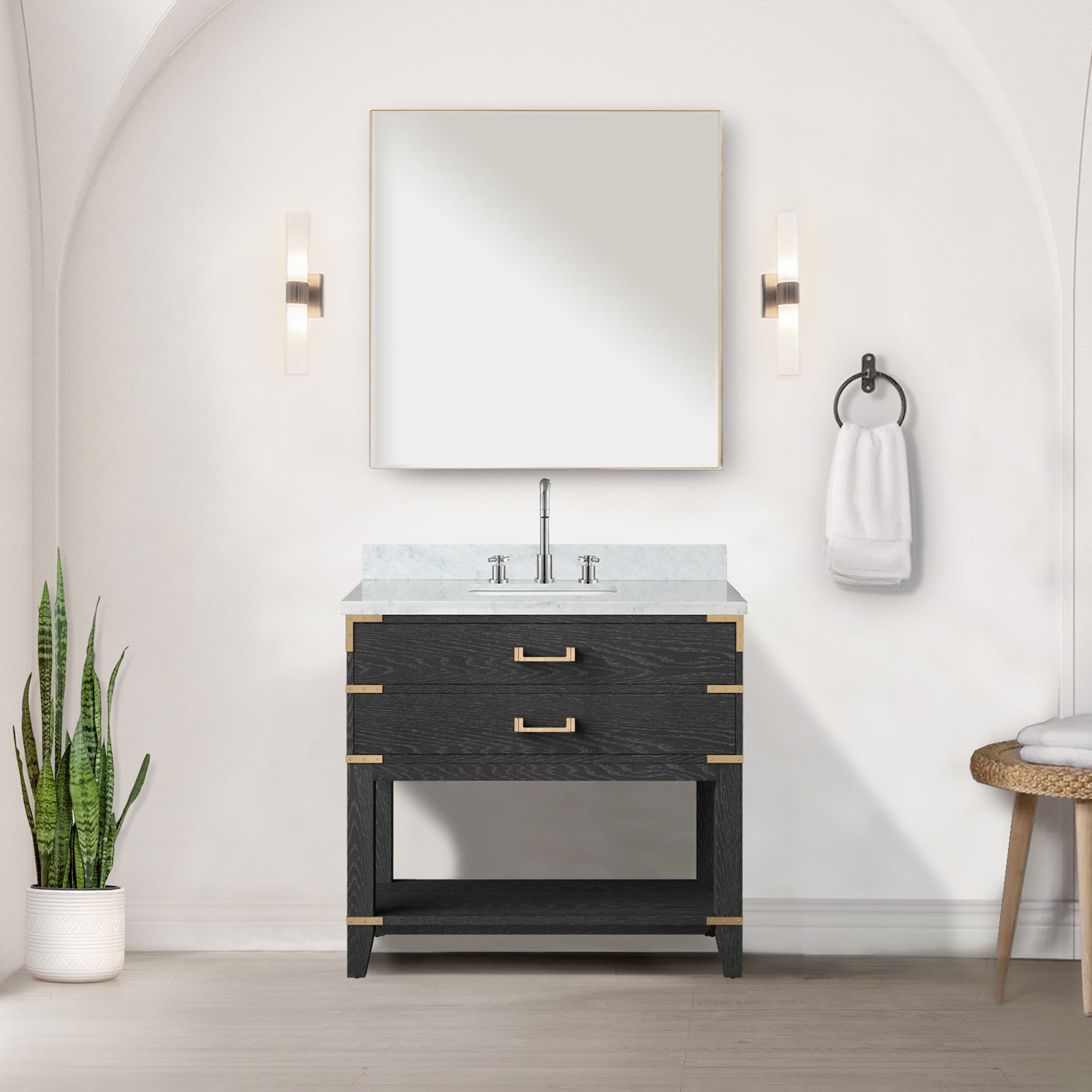 black oak vanity