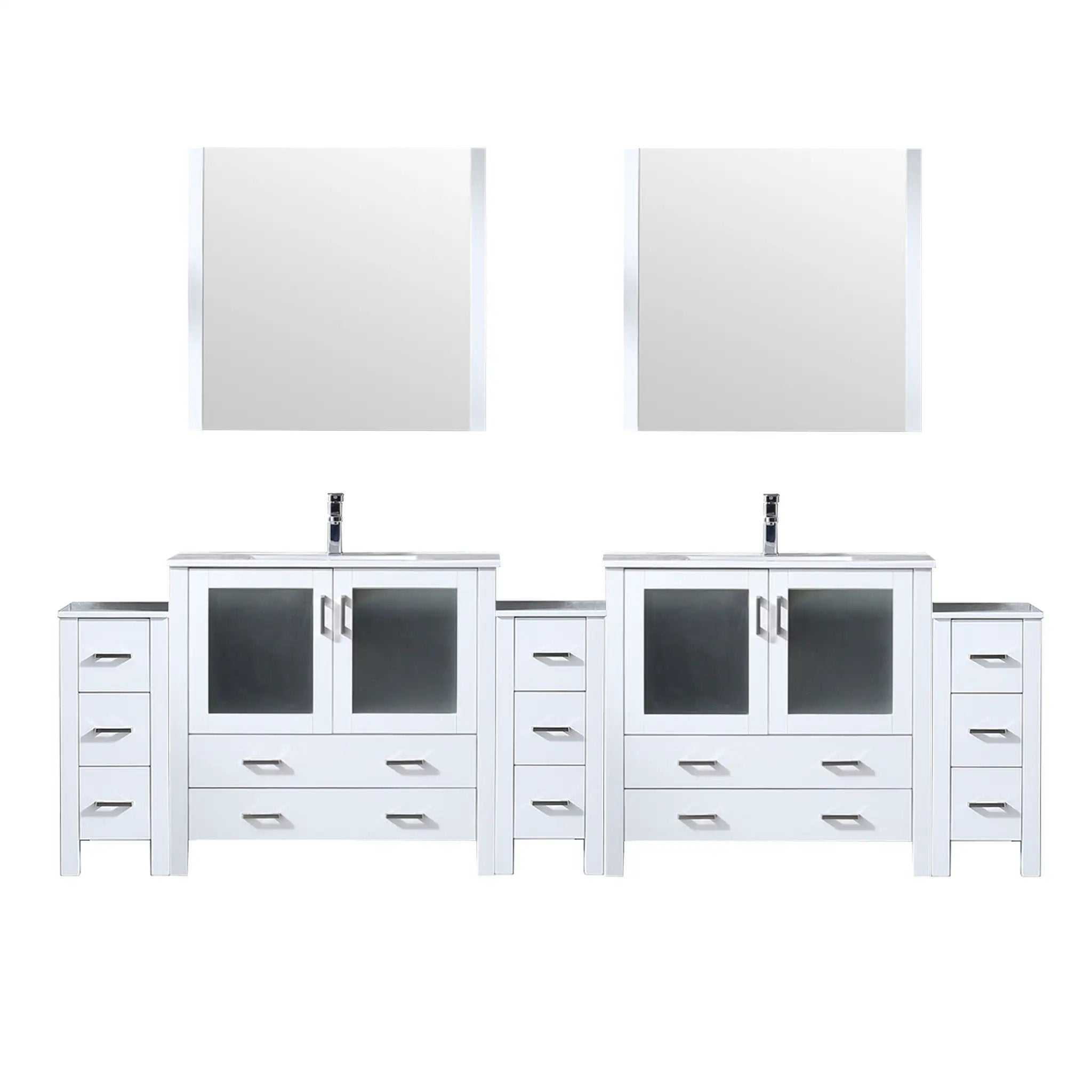 Lexora Volez 108 in W x 18.25 in D Double Bath Vanity with Side Cabinets and White Ceramic Top by Lexora
