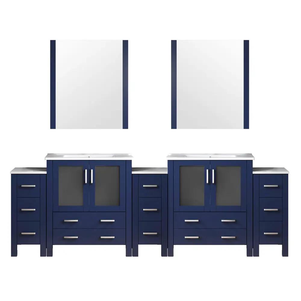 Lexora Volez 108 in W x 18.25 in D Double Bath Vanity with Side Cabinets and White Ceramic Top by Lexora